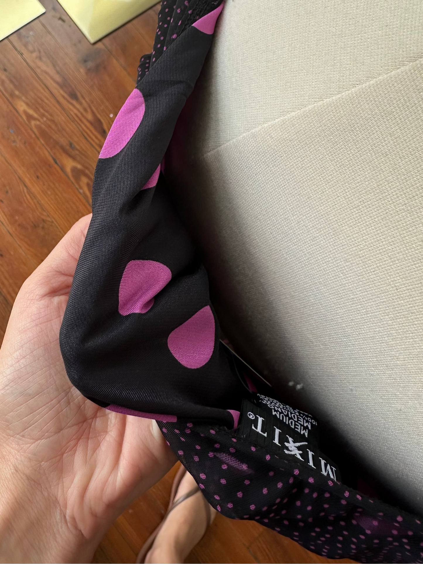 90's Purple Dot Midi Skirt - MEDIUM