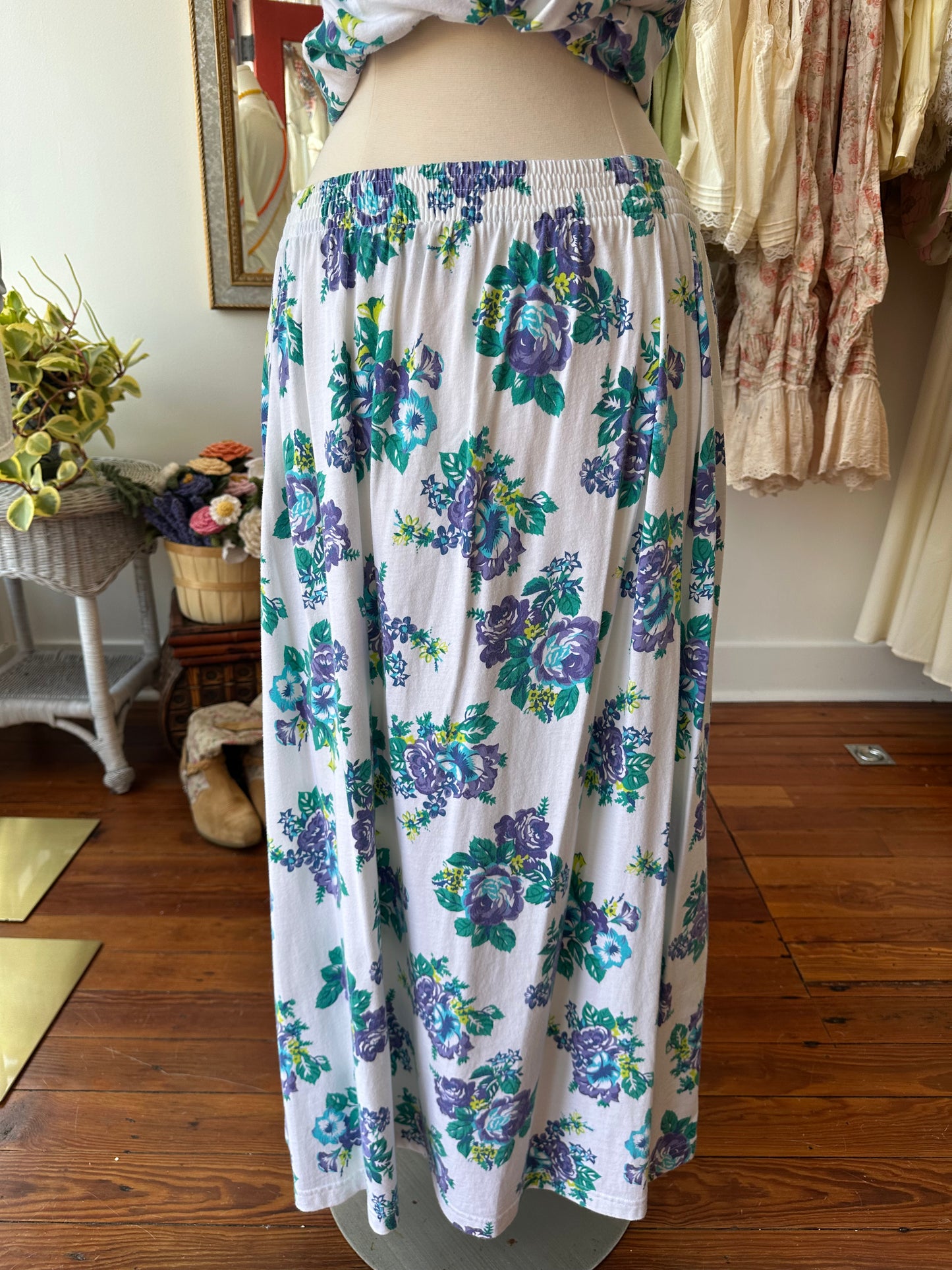 90's White & Purple Floral Set - M/L