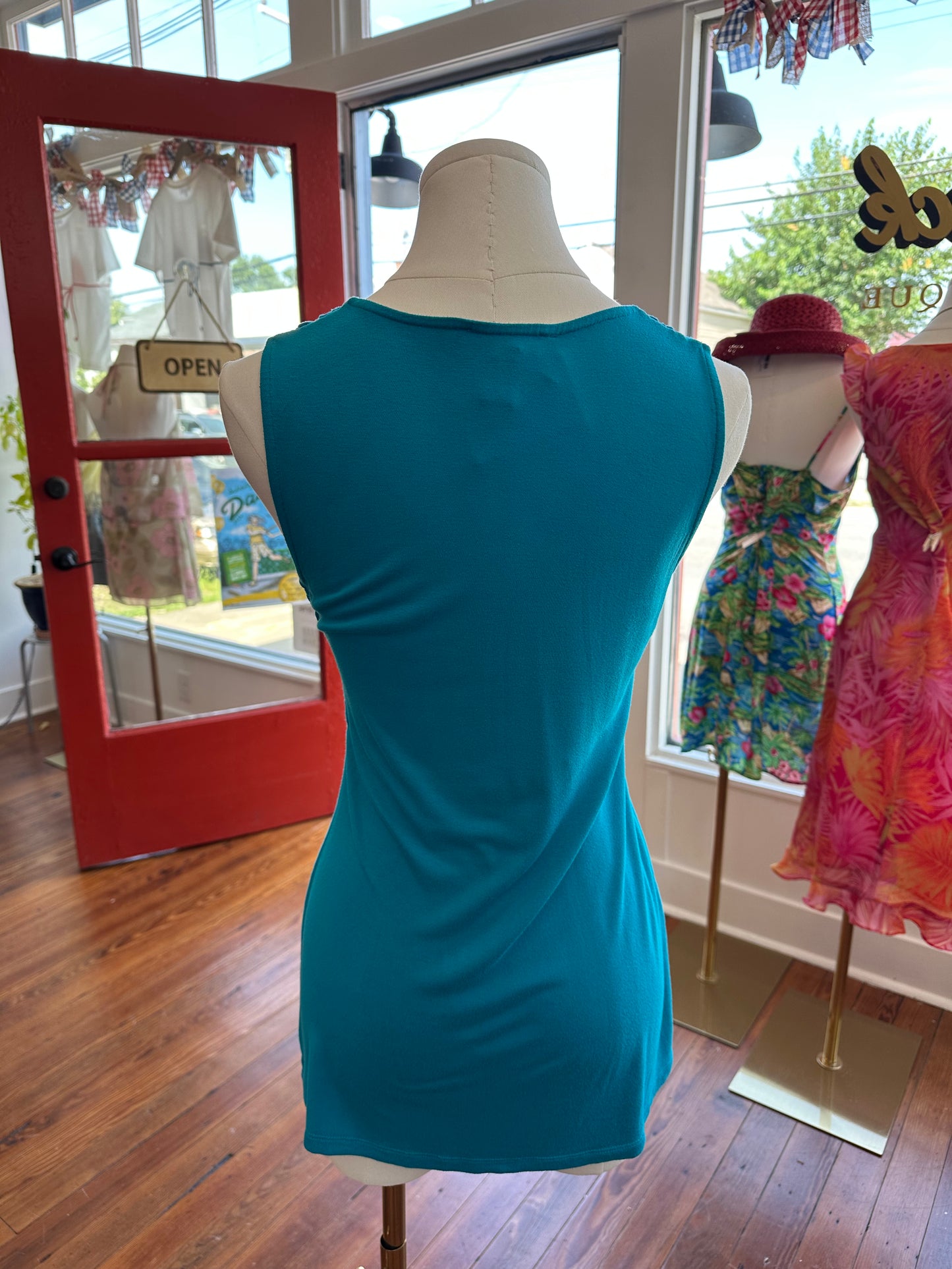 Y2K Teal Babydoll Tank - SMALL