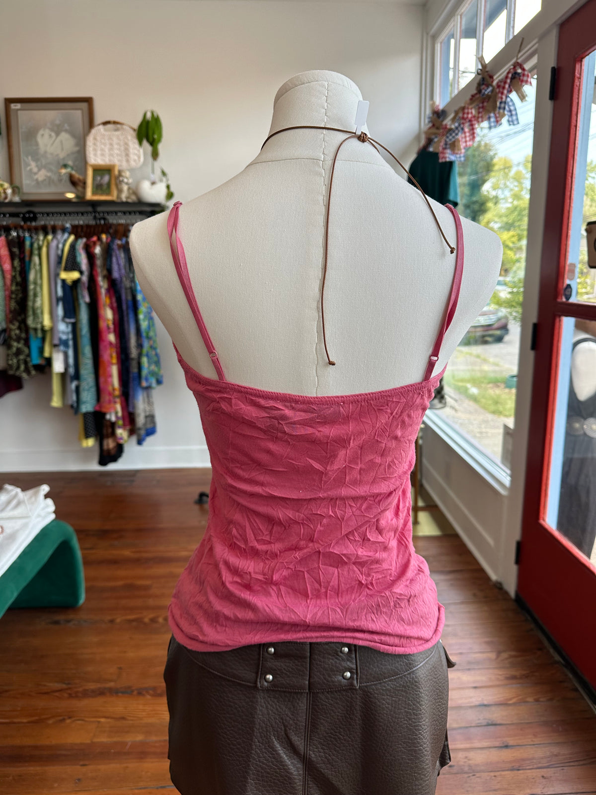 Y2K Pink Glitter Tank - XS