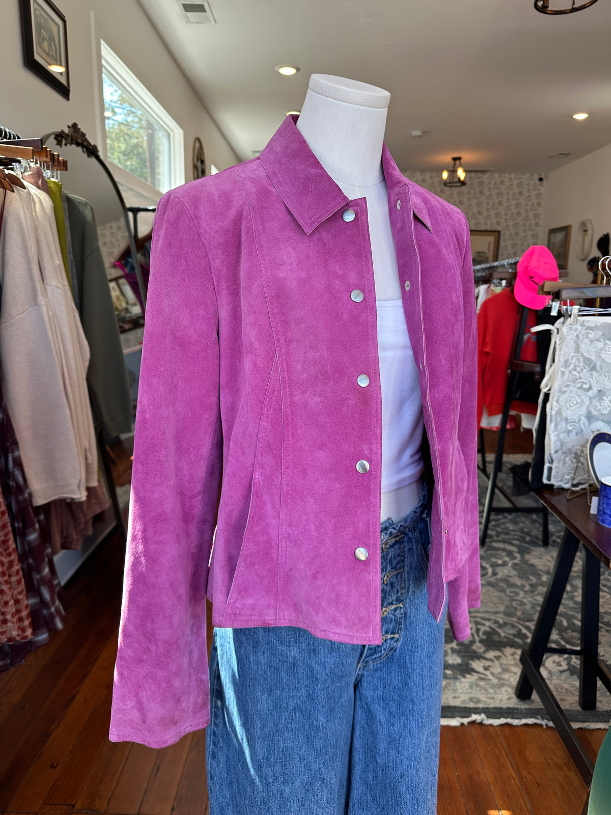 90's Magenta Suede Jacket - 8