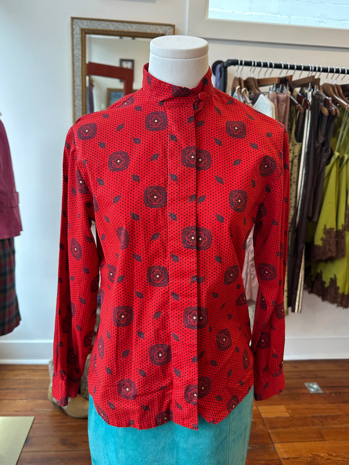 70's/80's Printed Blouse - XS/SMALL