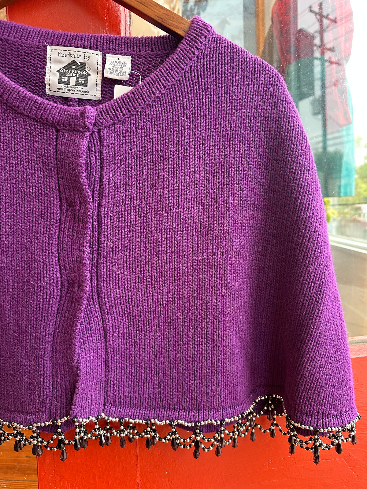 Witchy Purple Jeweled Poncho - LARGE