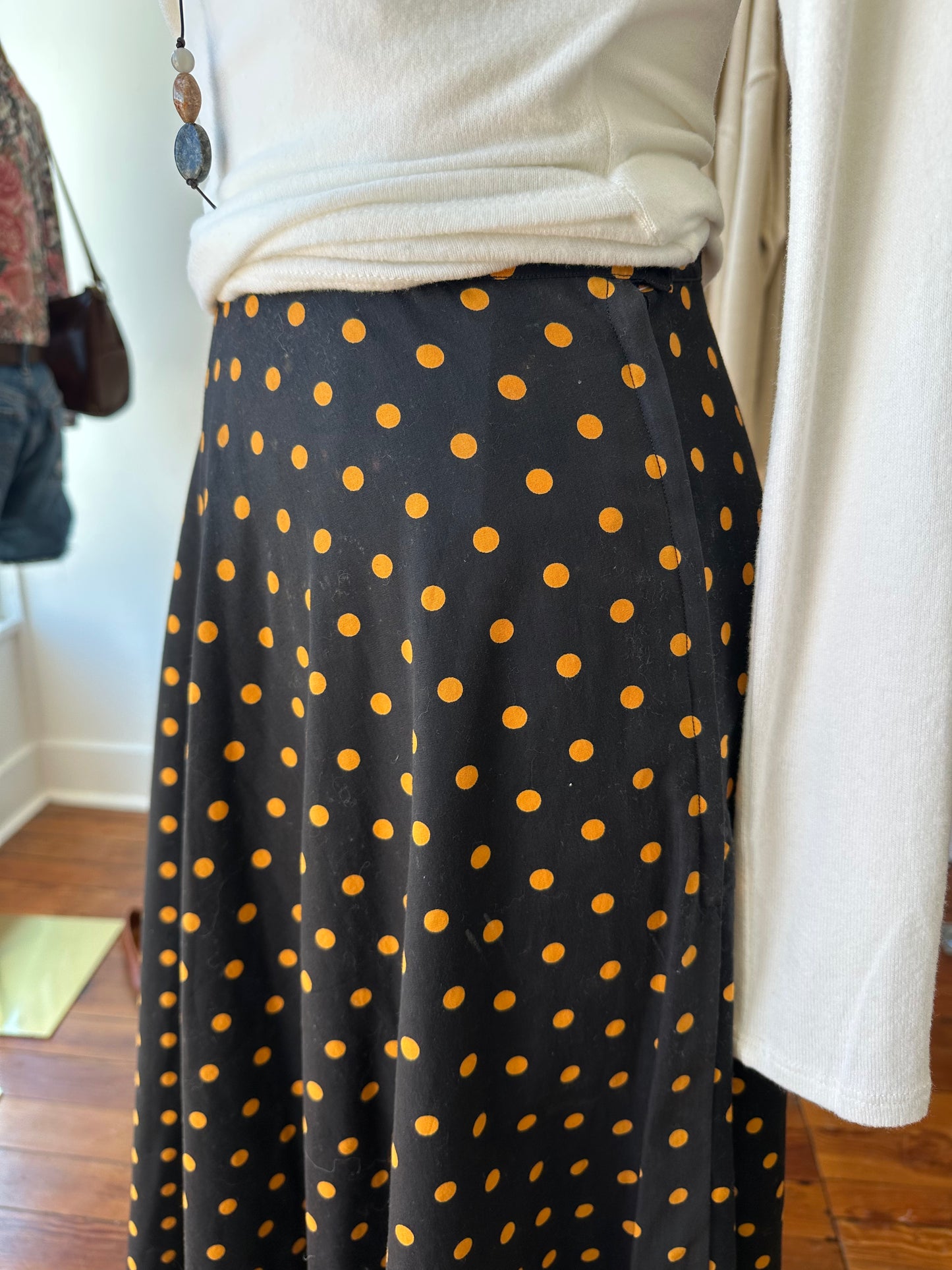 40's/50's Orange & Black Dot Skirt - XS