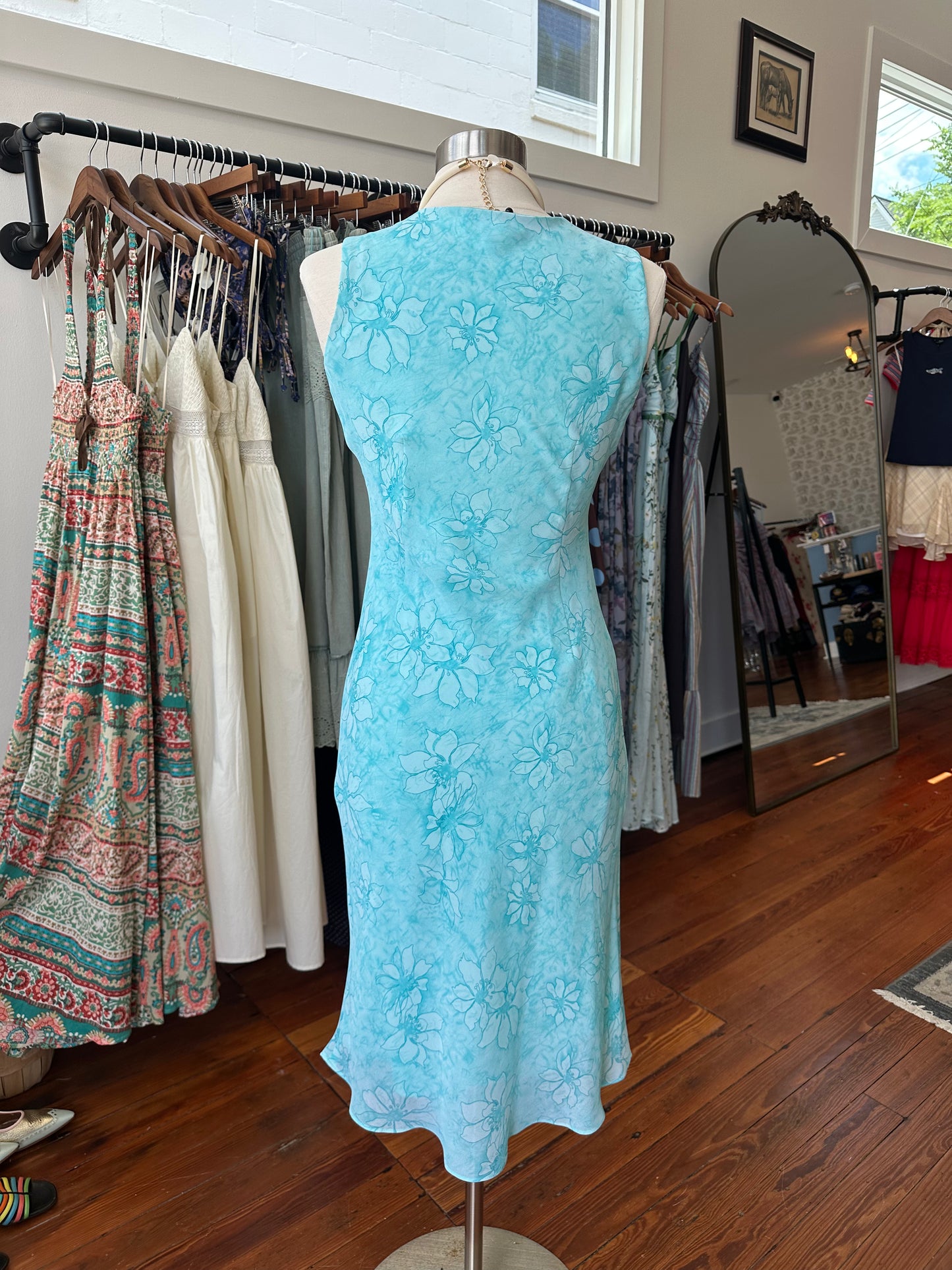 90's Sky Floral Dress - Size 6