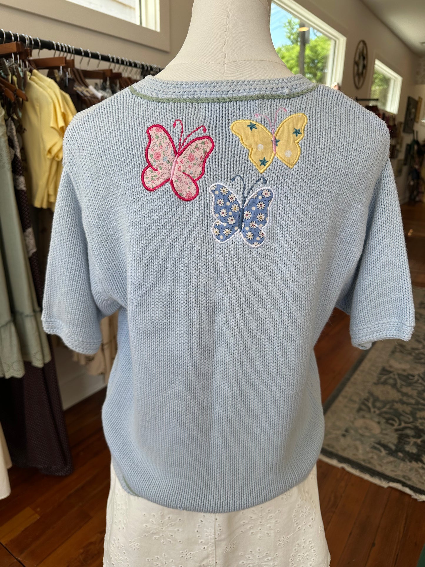 90's Quilted Butterfly Cardi - SMALL
