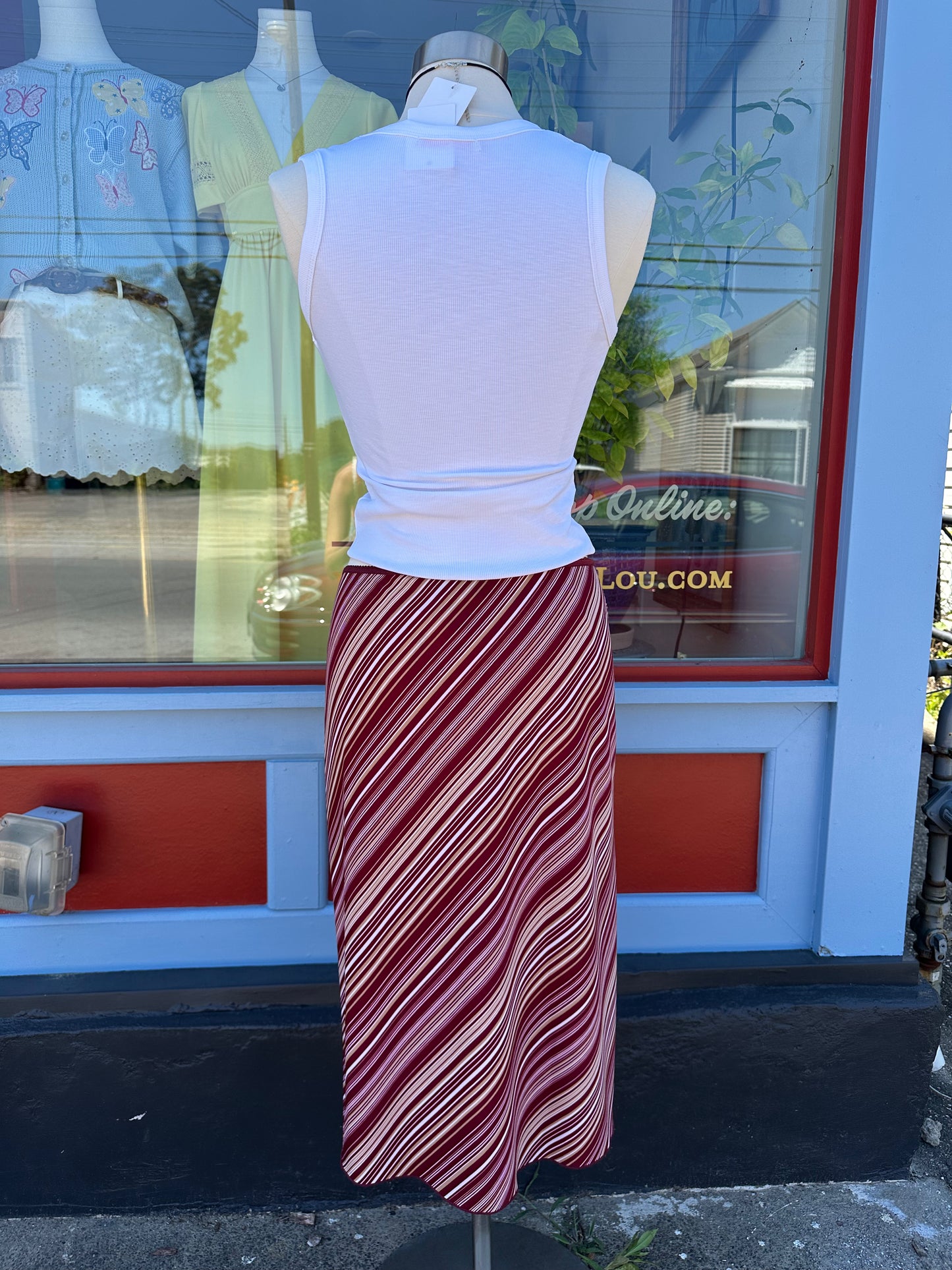 90's Cherry Striped Midi USA - MEDIUM