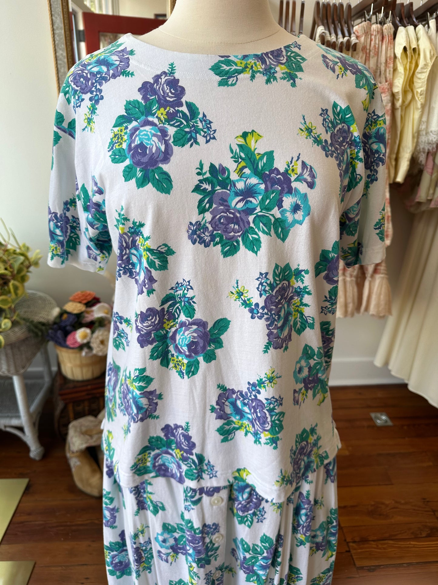 90's White & Purple Floral Set - M/L