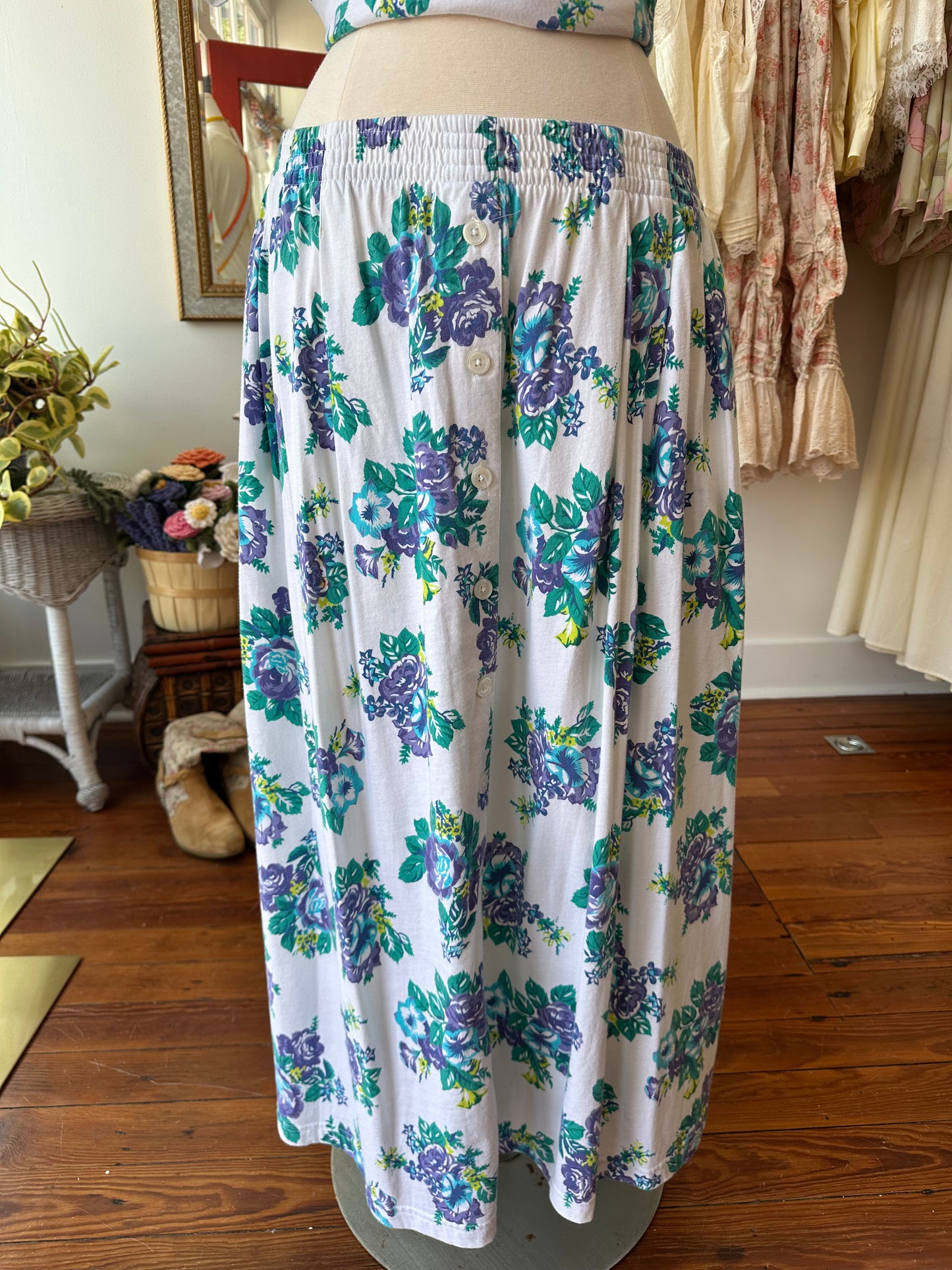 90's White & Purple Floral Set - M/L