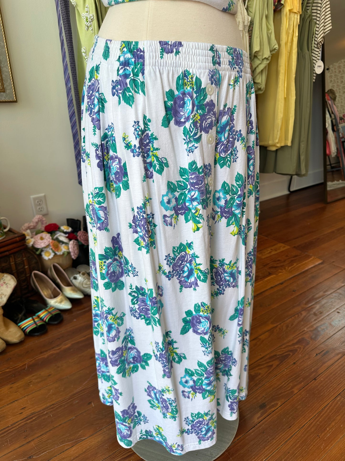 90's White & Purple Floral Set - M/L