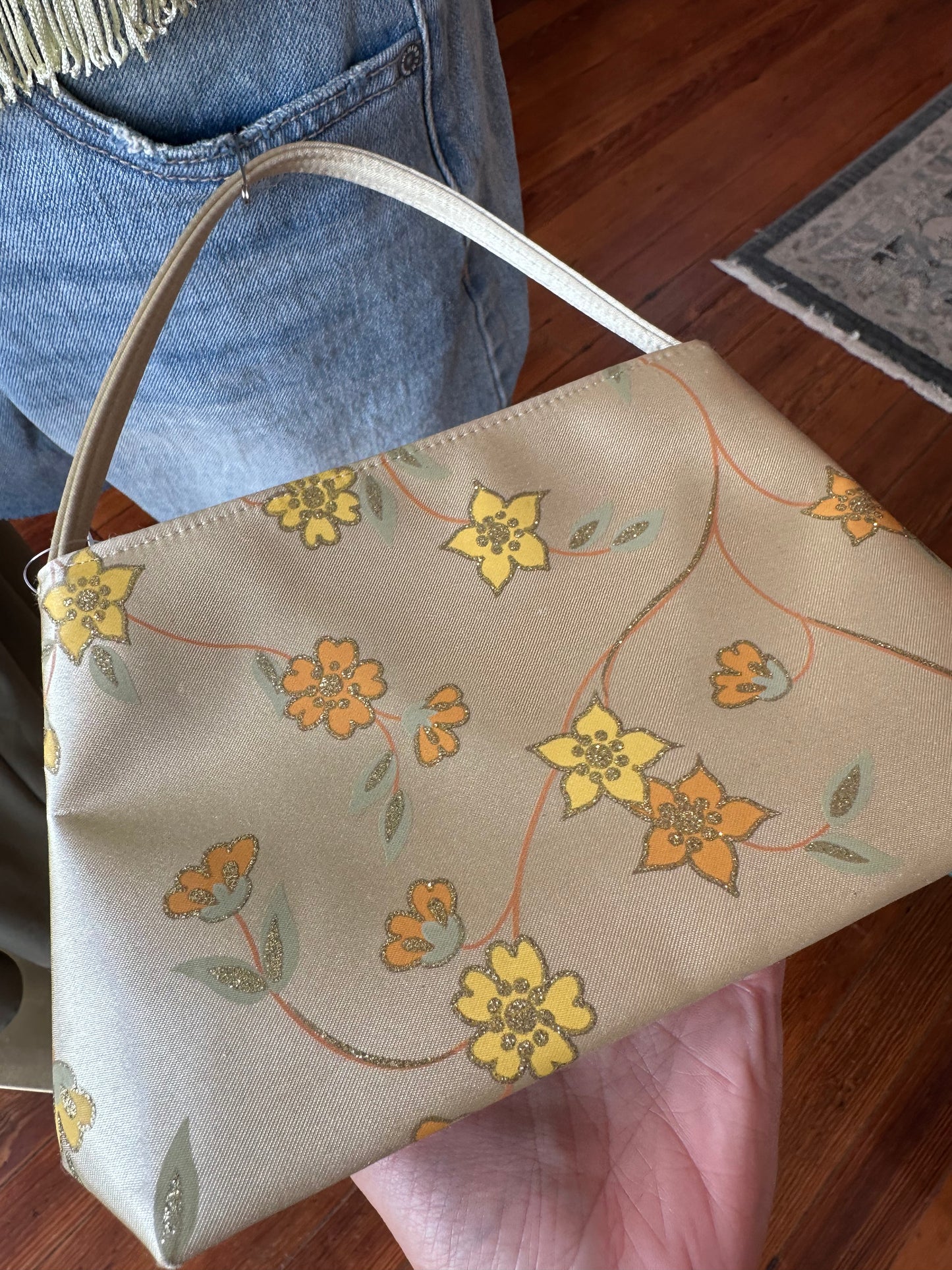 90's Satin Floral Purse