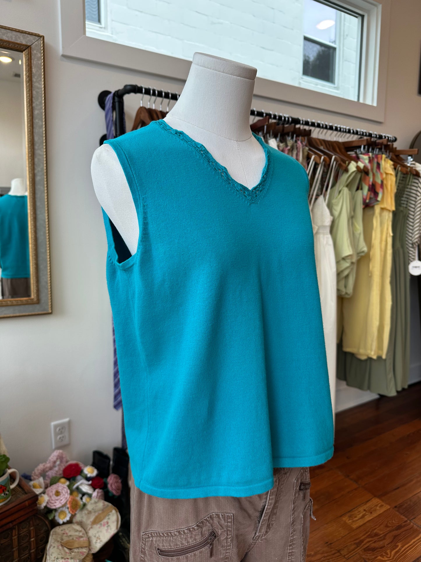 90's Teal Knit Tank - MEDIUM
