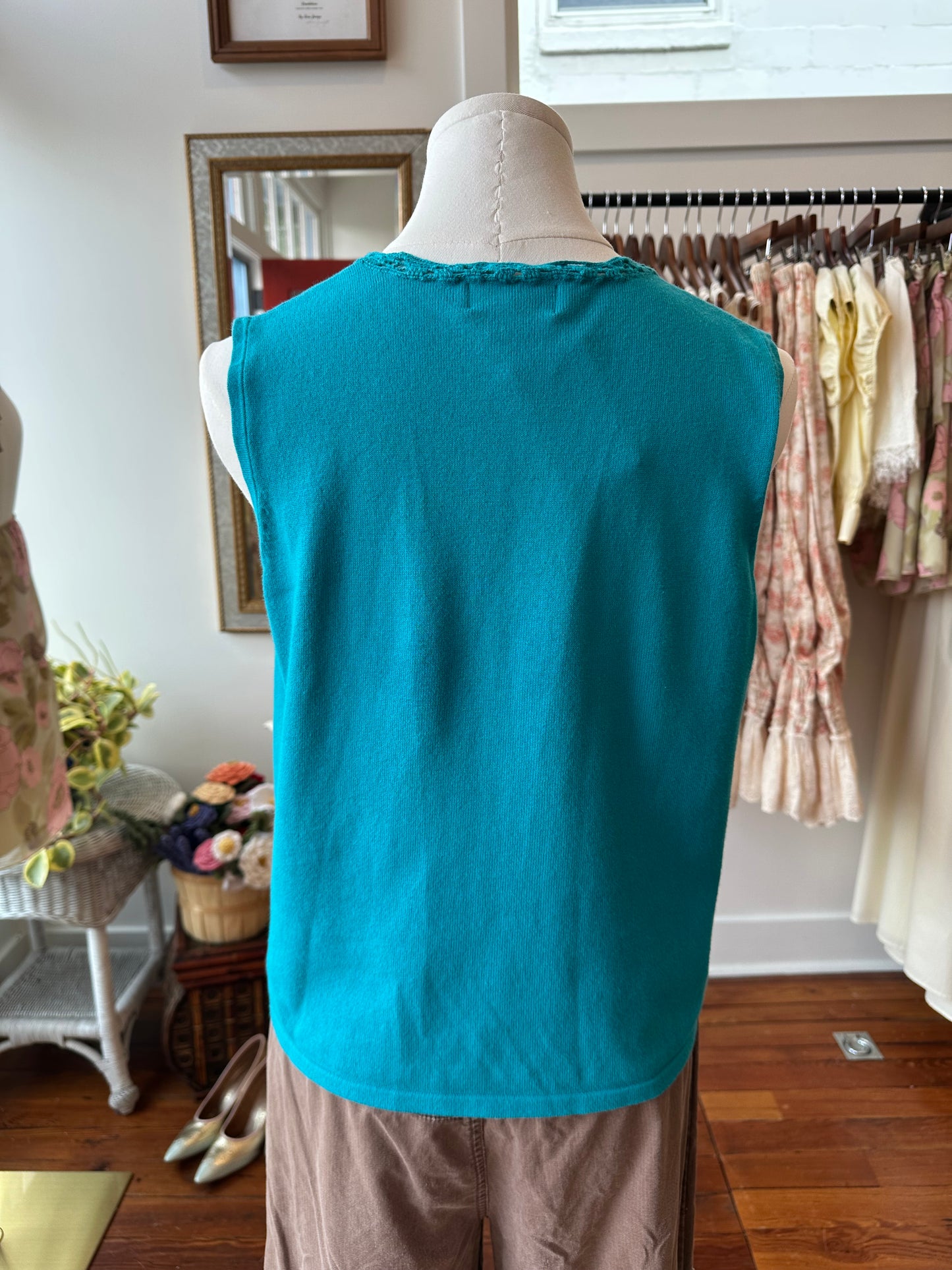 90's Teal Knit Tank - MEDIUM