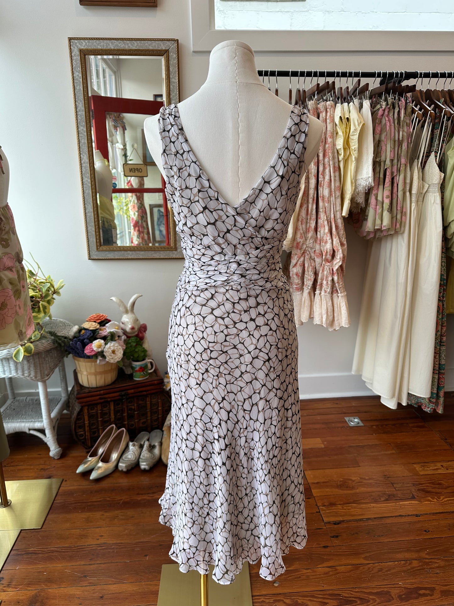 90's 100% Silk Pebble Print Dress - 4