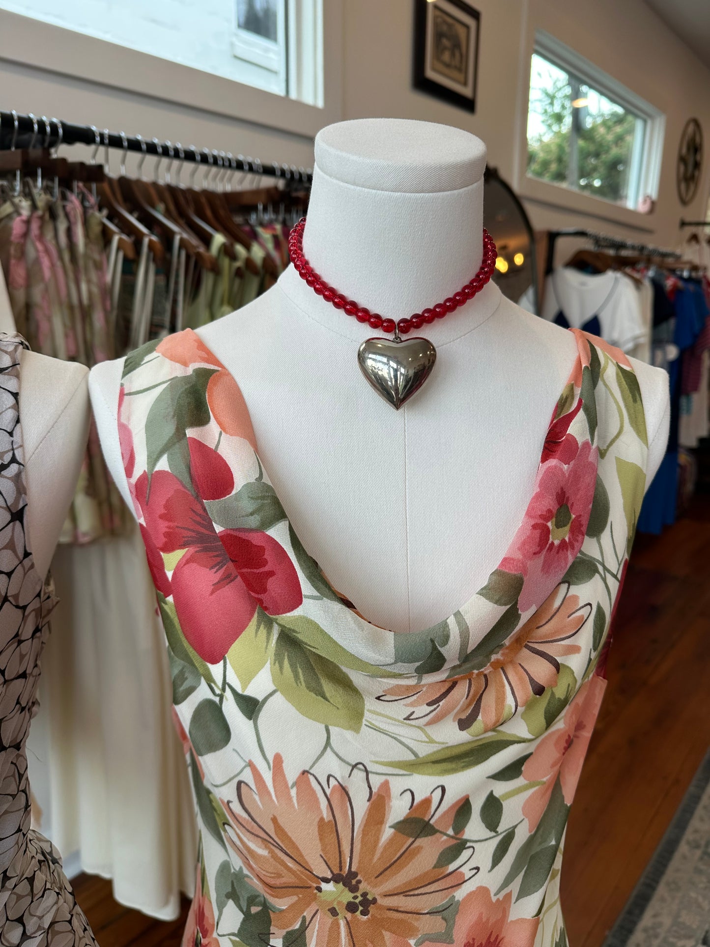 90's Silk Floral Midi Dress - 6