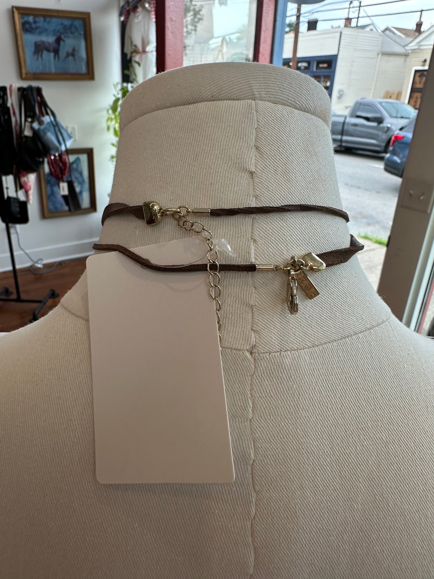 Vintage Suede O-Ring Necklace