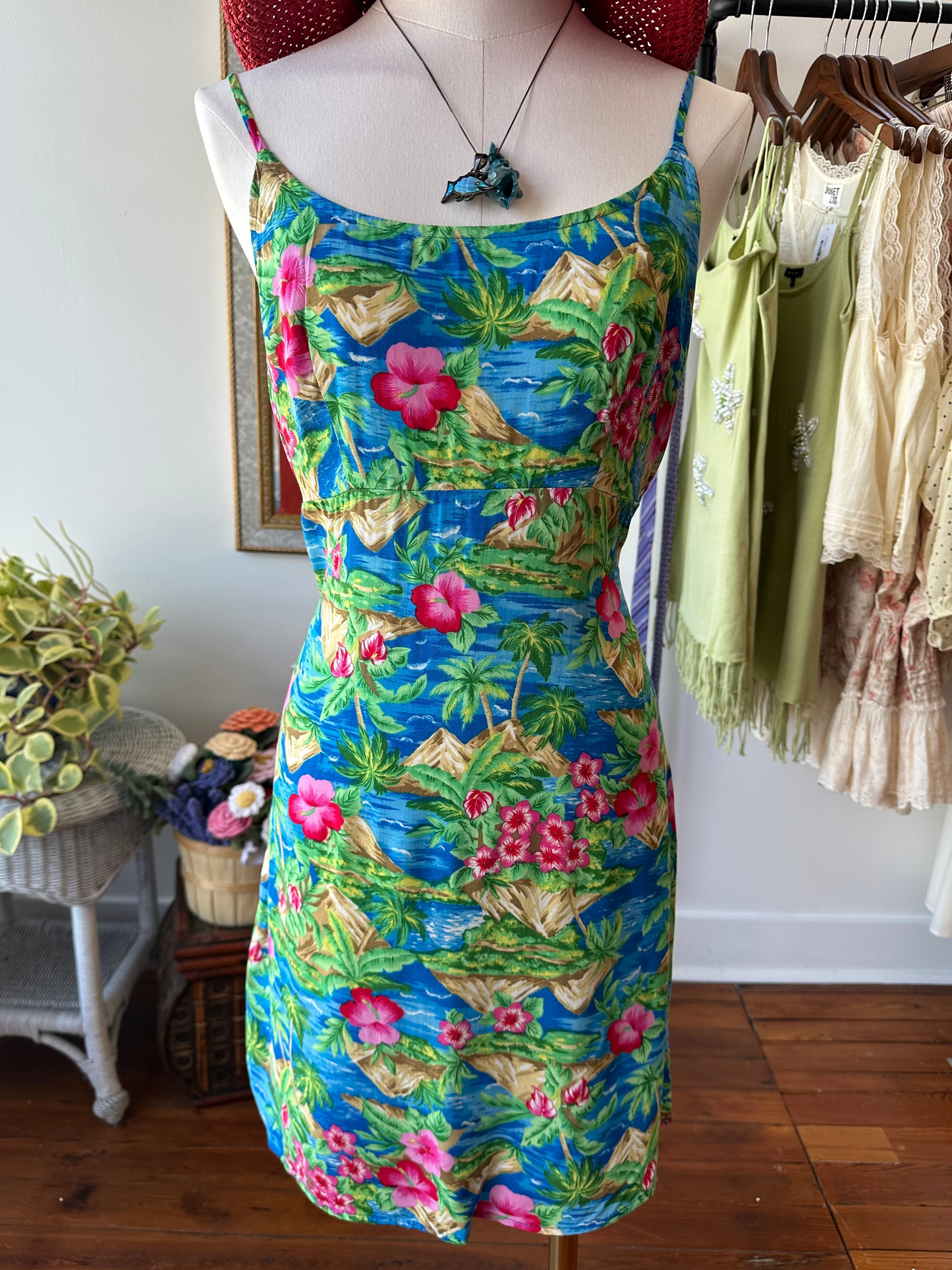 90's Tropical Slip Dress - MEDUIM