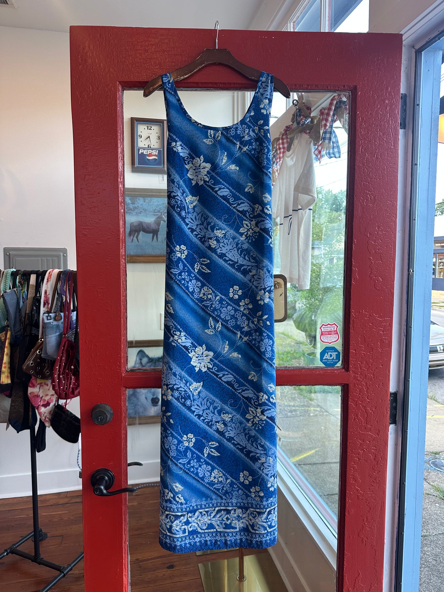 90's Blue Tropical Maxi Dress - SIZE 7