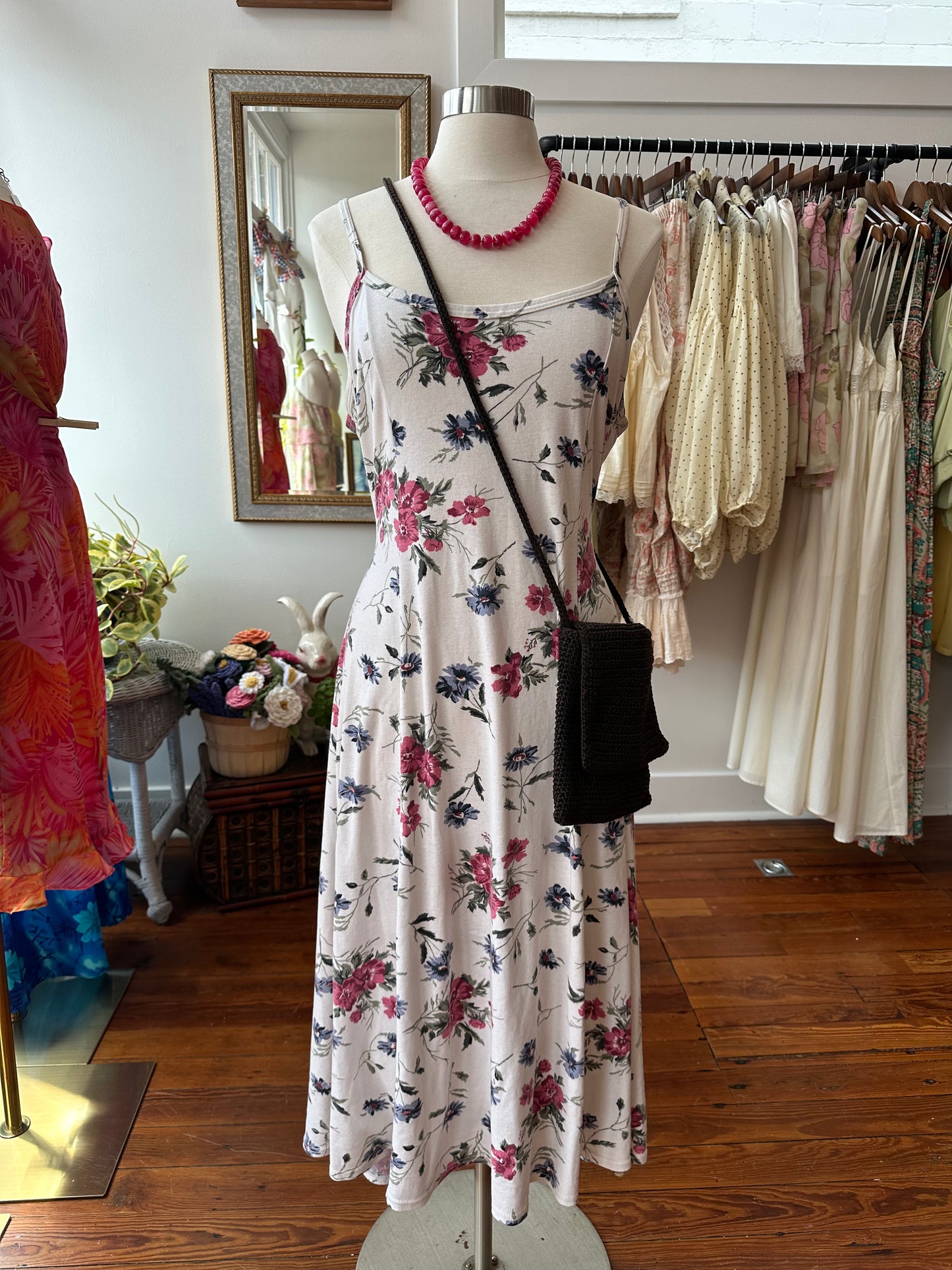 90's Floral Maxi Dress - LARGE