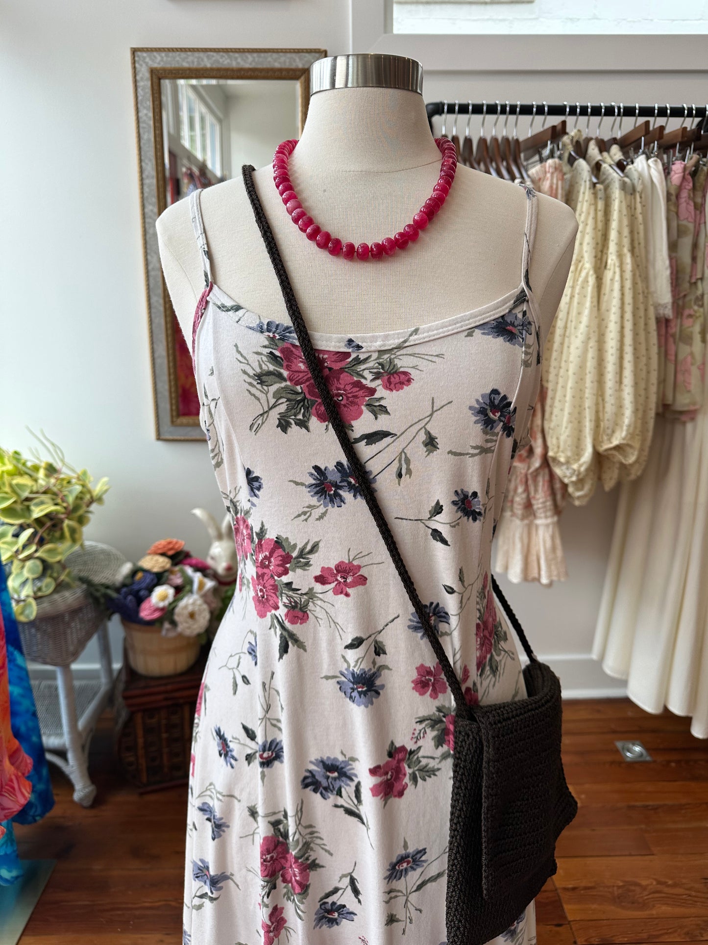 90's Floral Maxi Dress - LARGE