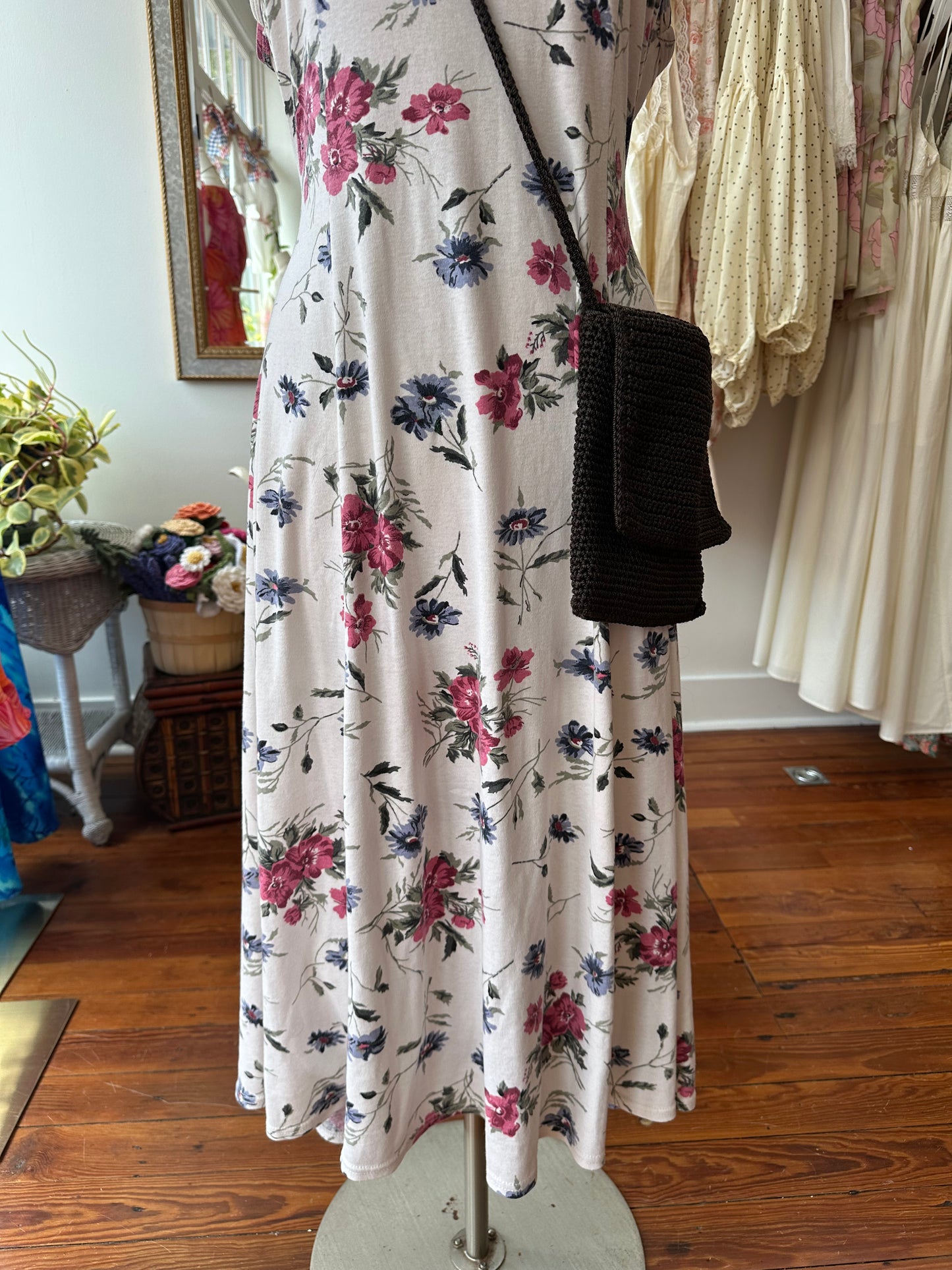 90's Floral Maxi Dress - LARGE