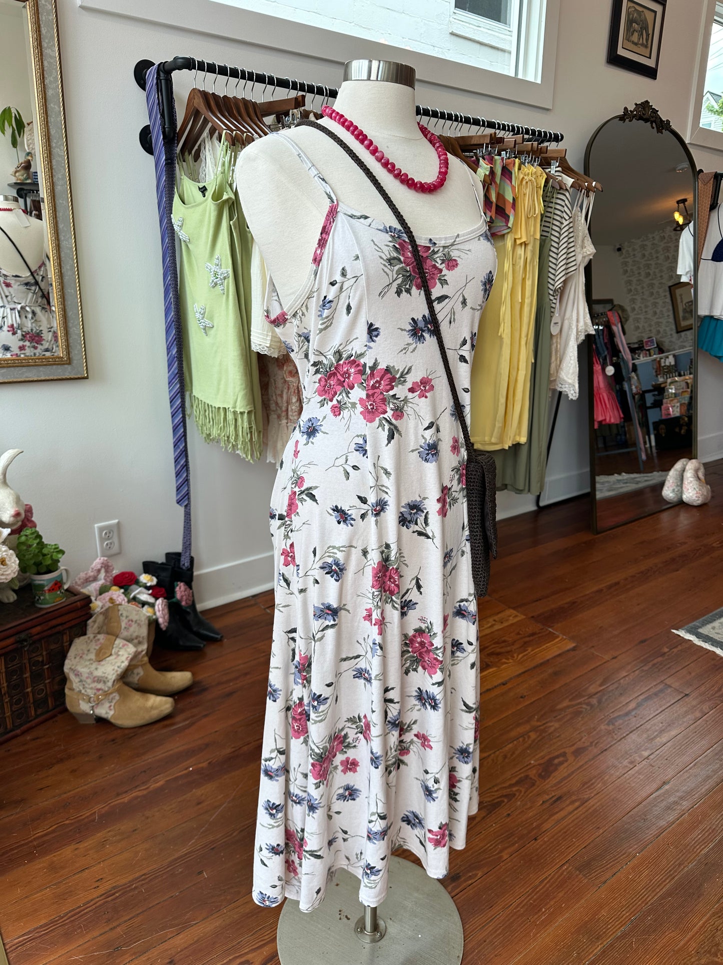 90's Floral Maxi Dress - LARGE