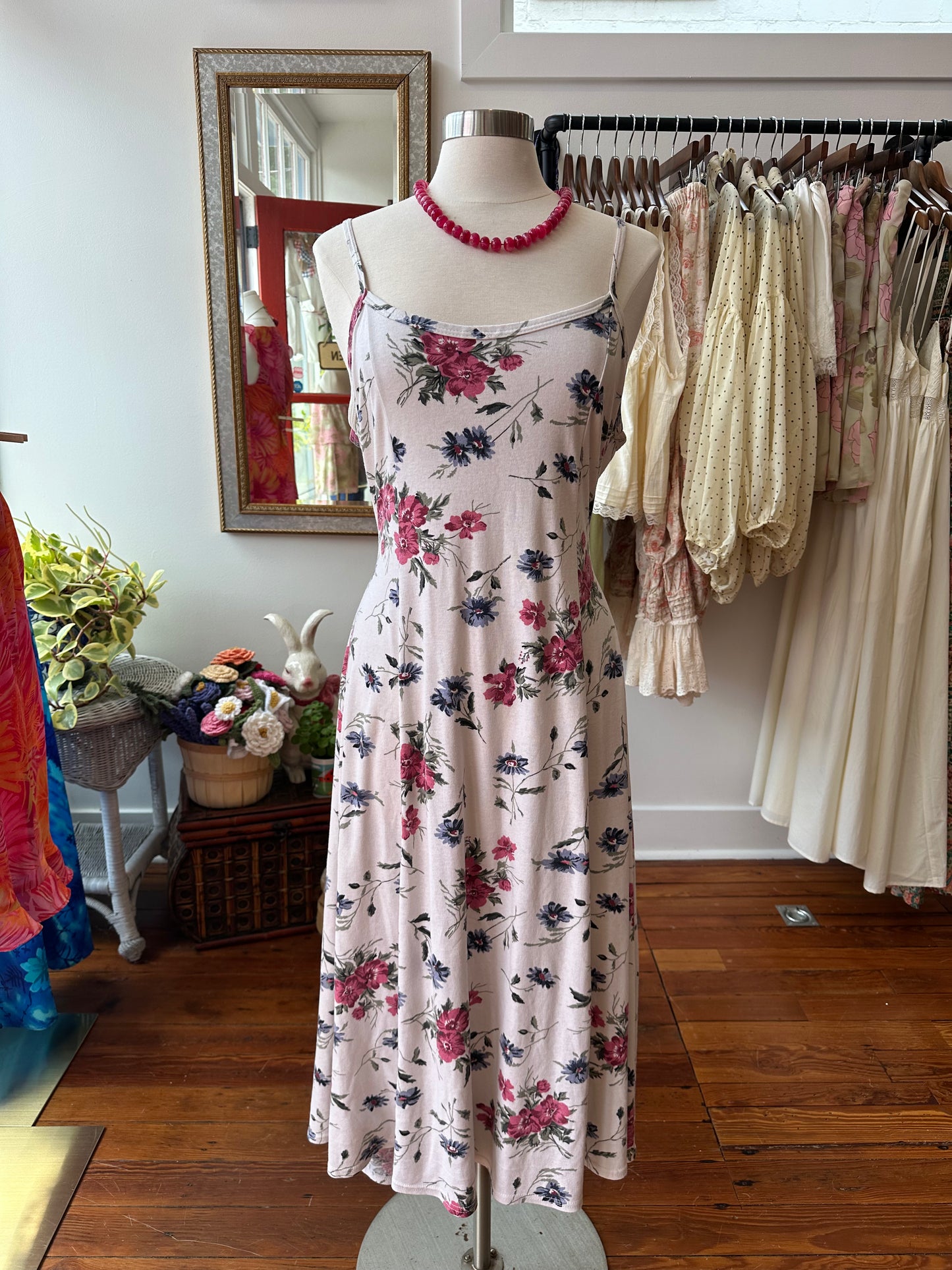 90's Floral Maxi Dress - LARGE