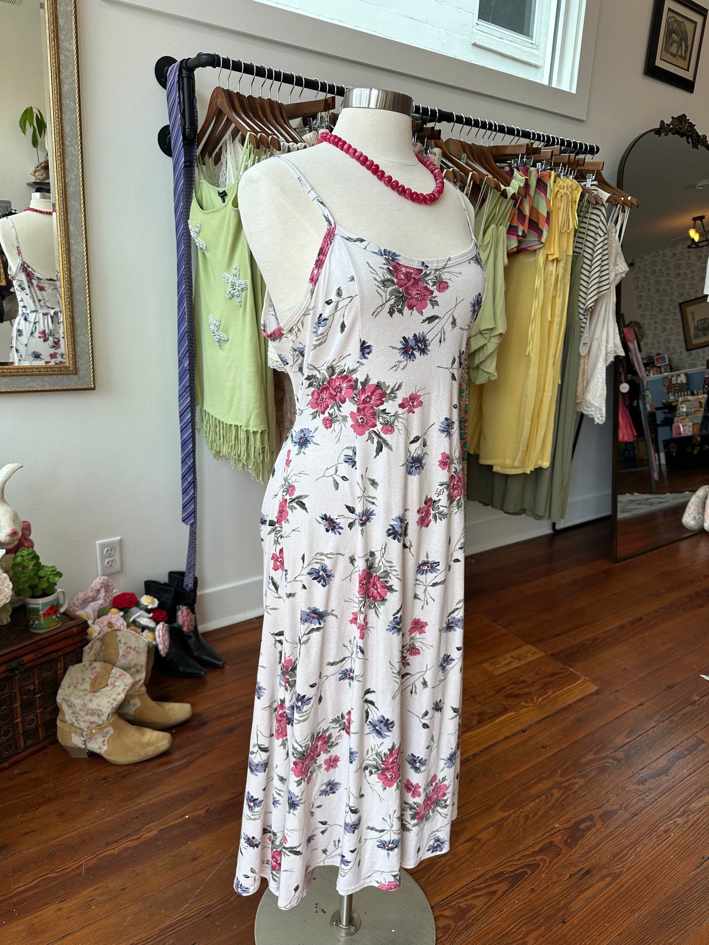 90's Floral Maxi Dress - LARGE