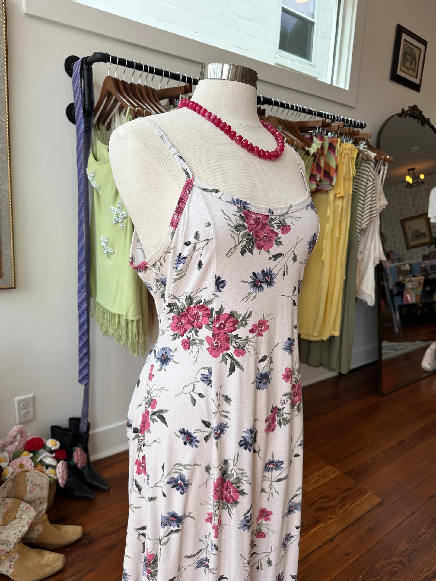 90's Floral Maxi Dress - LARGE