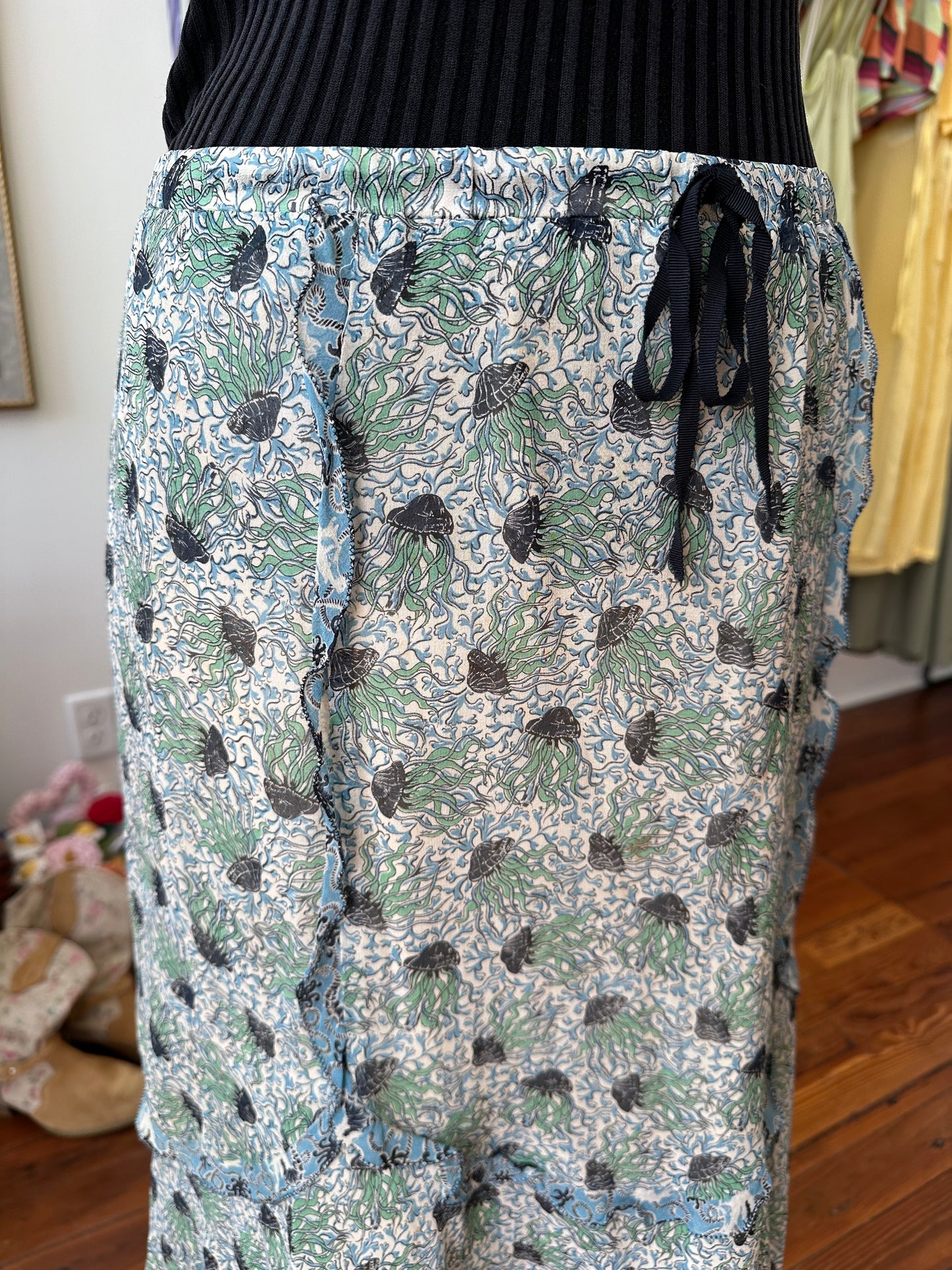 Vintage Silk Jellyfish Skirt - MEDIUM