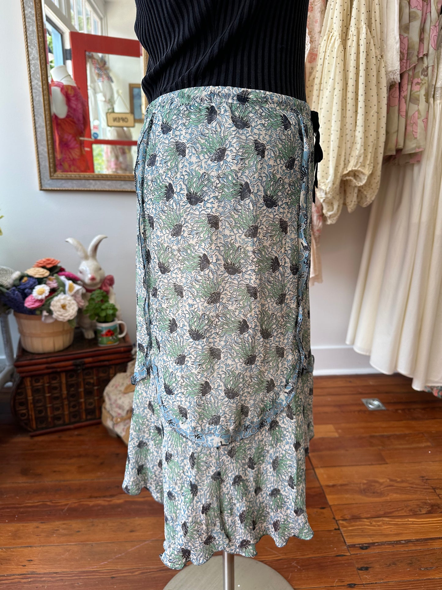 Vintage Silk Jellyfish Skirt - MEDIUM