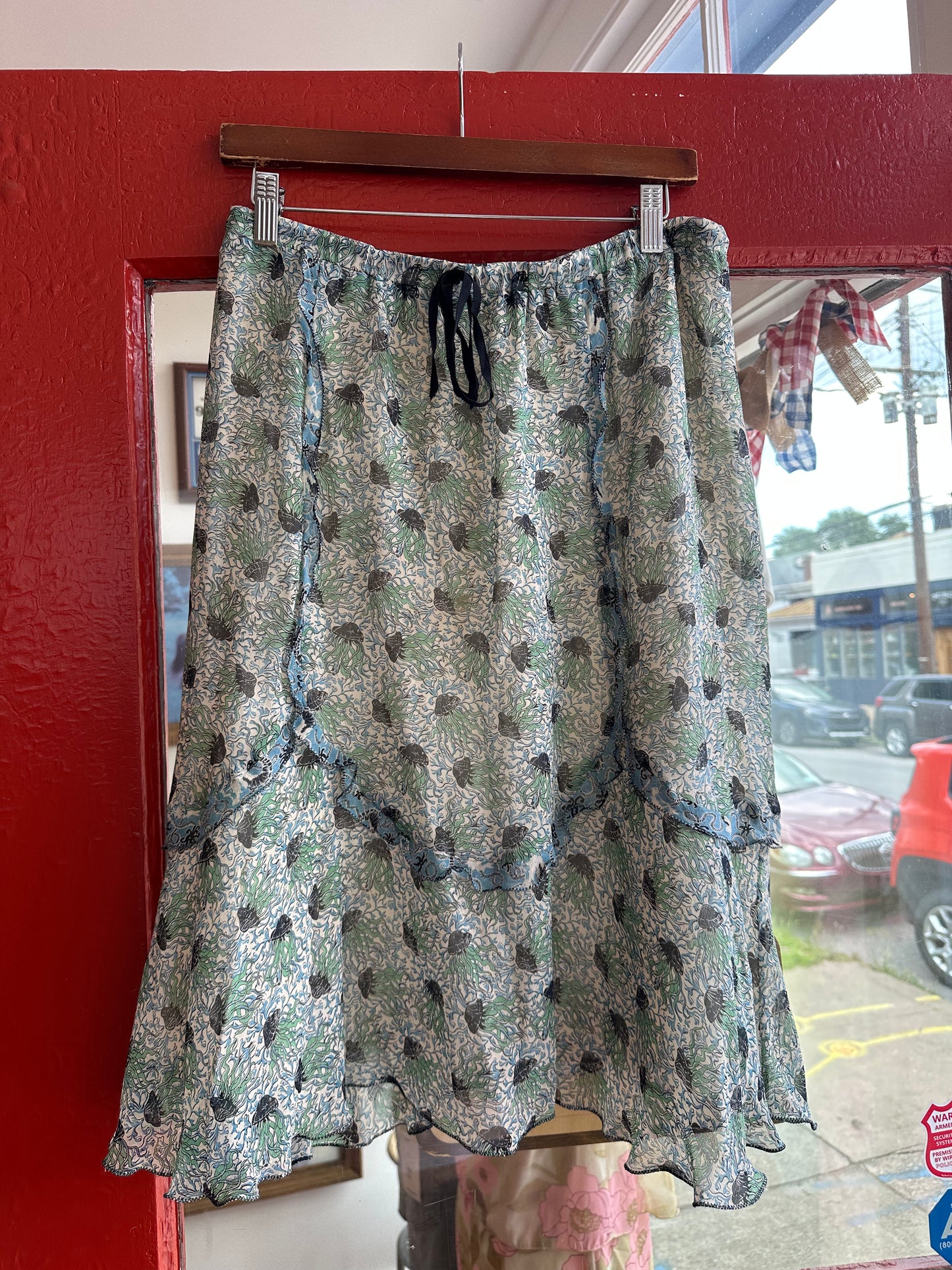 Vintage Silk Jellyfish Skirt - MEDIUM