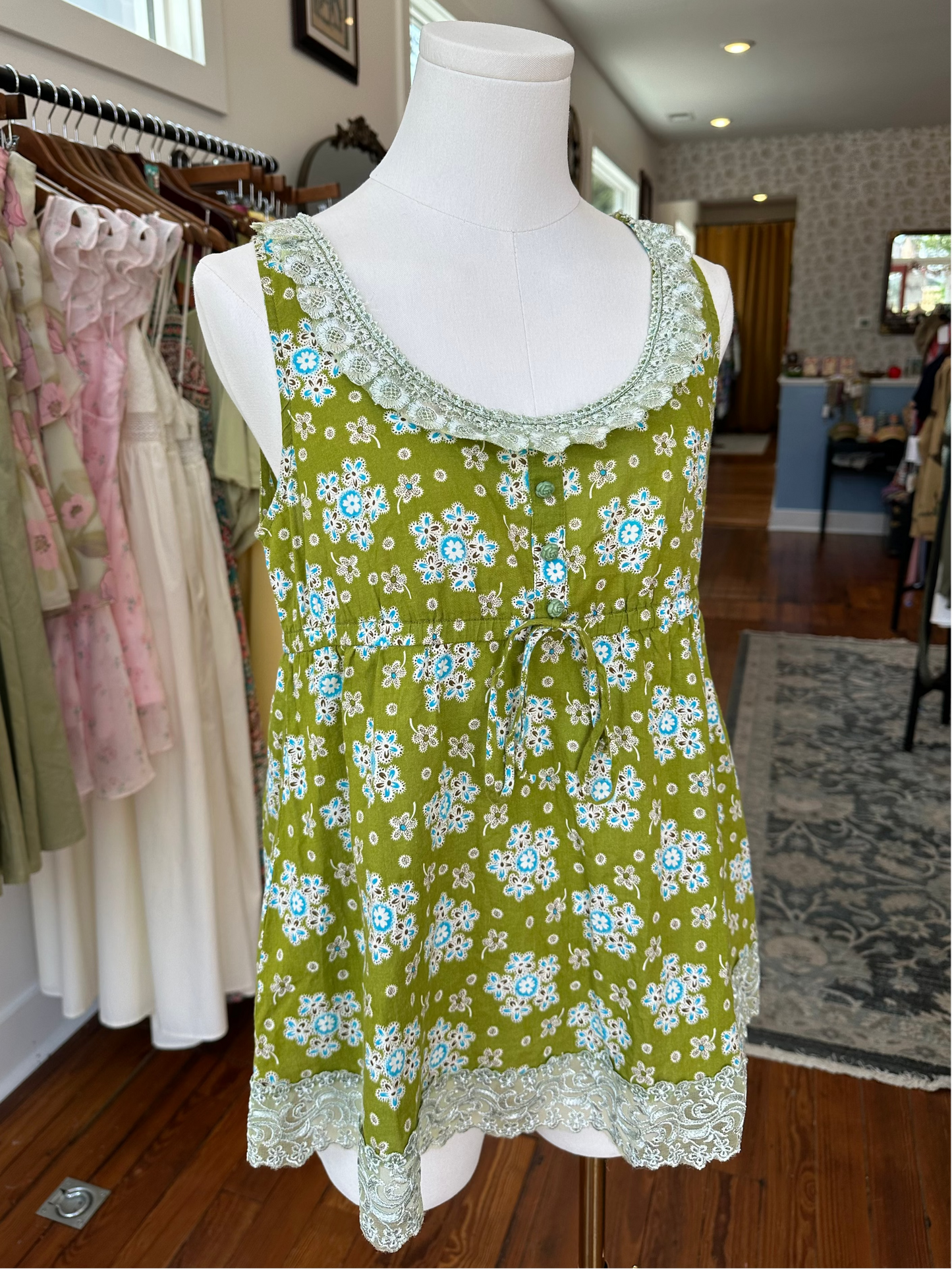 Y2K Green Babydoll Tank - MEDIUM
