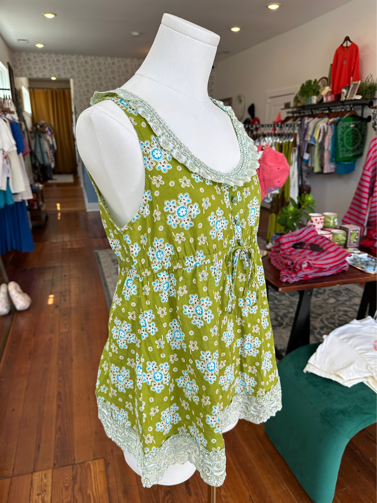 Y2K Green Babydoll Tank - MEDIUM
