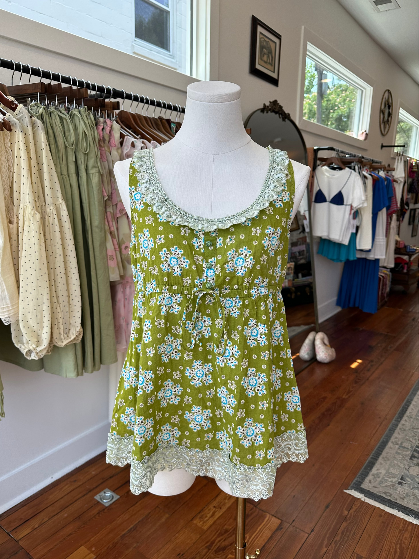Y2K Green Babydoll Tank - MEDIUM