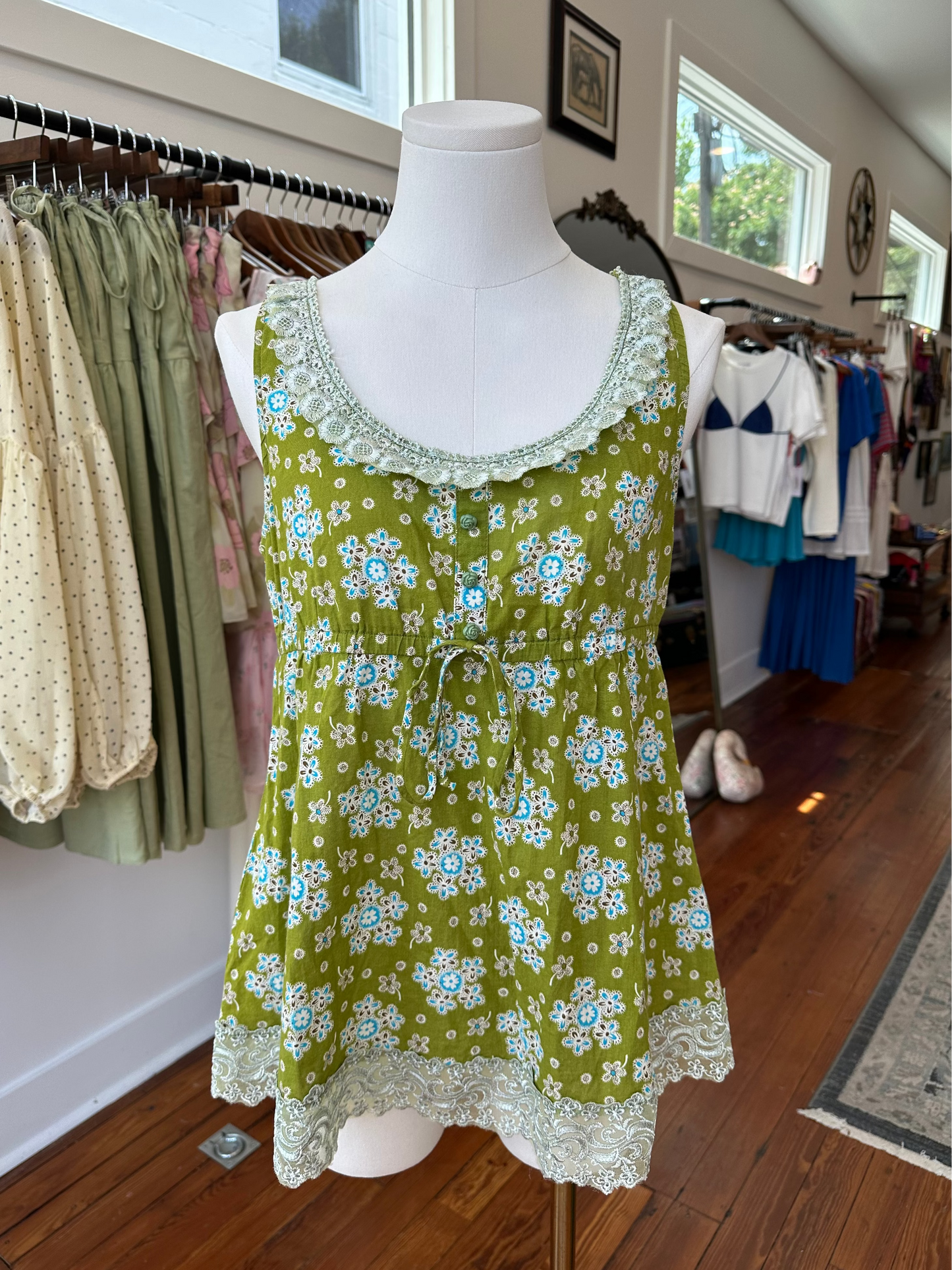 Y2K Green Babydoll Tank - MEDIUM