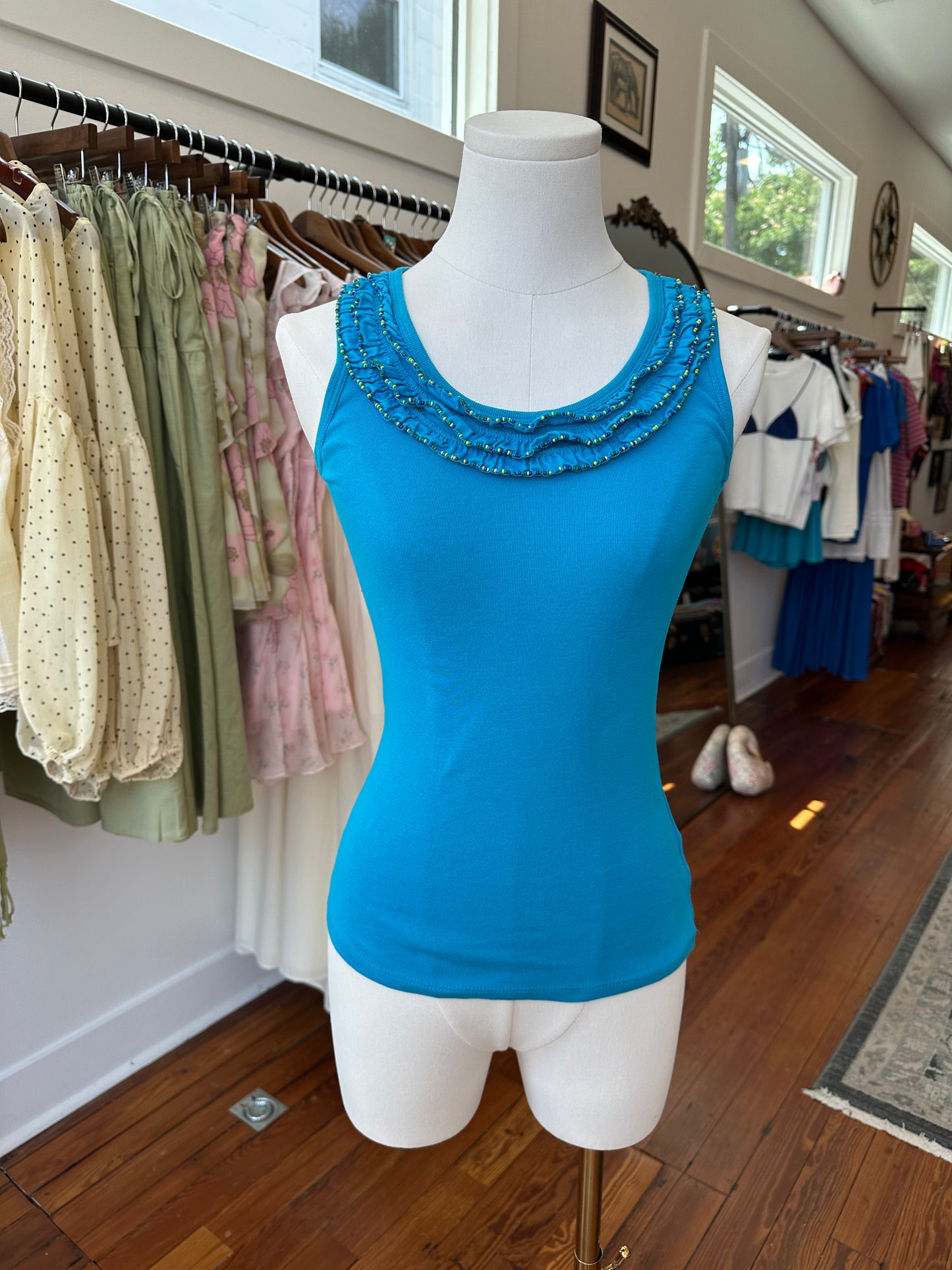 Y2K Beaded Aqua Tank - PP/XS