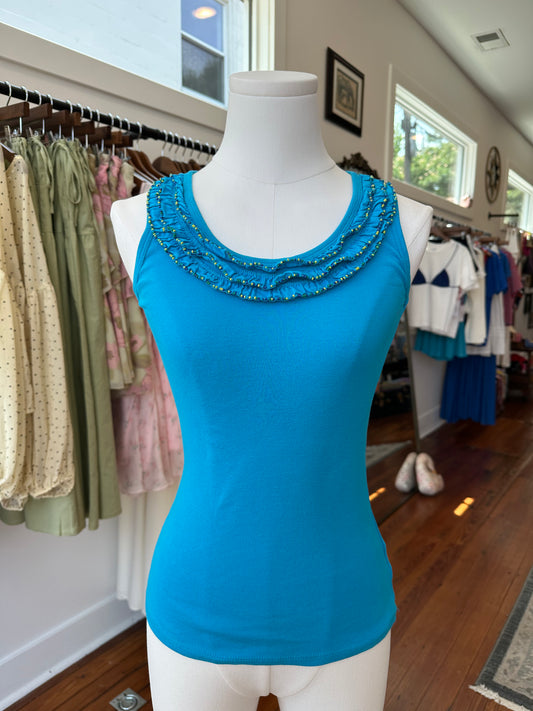 Y2K Beaded Aqua Tank - PP/XS