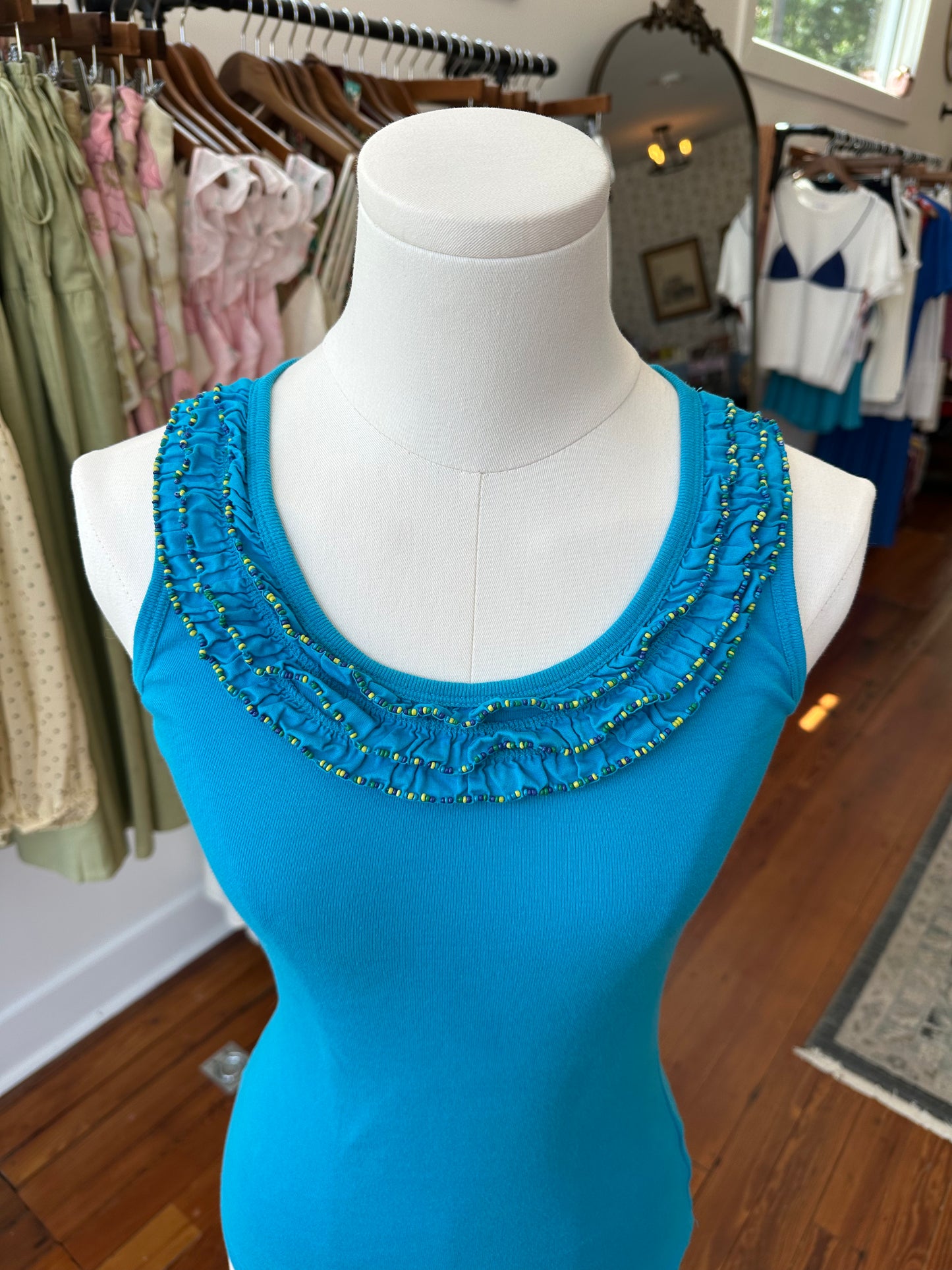 Y2K Beaded Aqua Tank - PP/XS