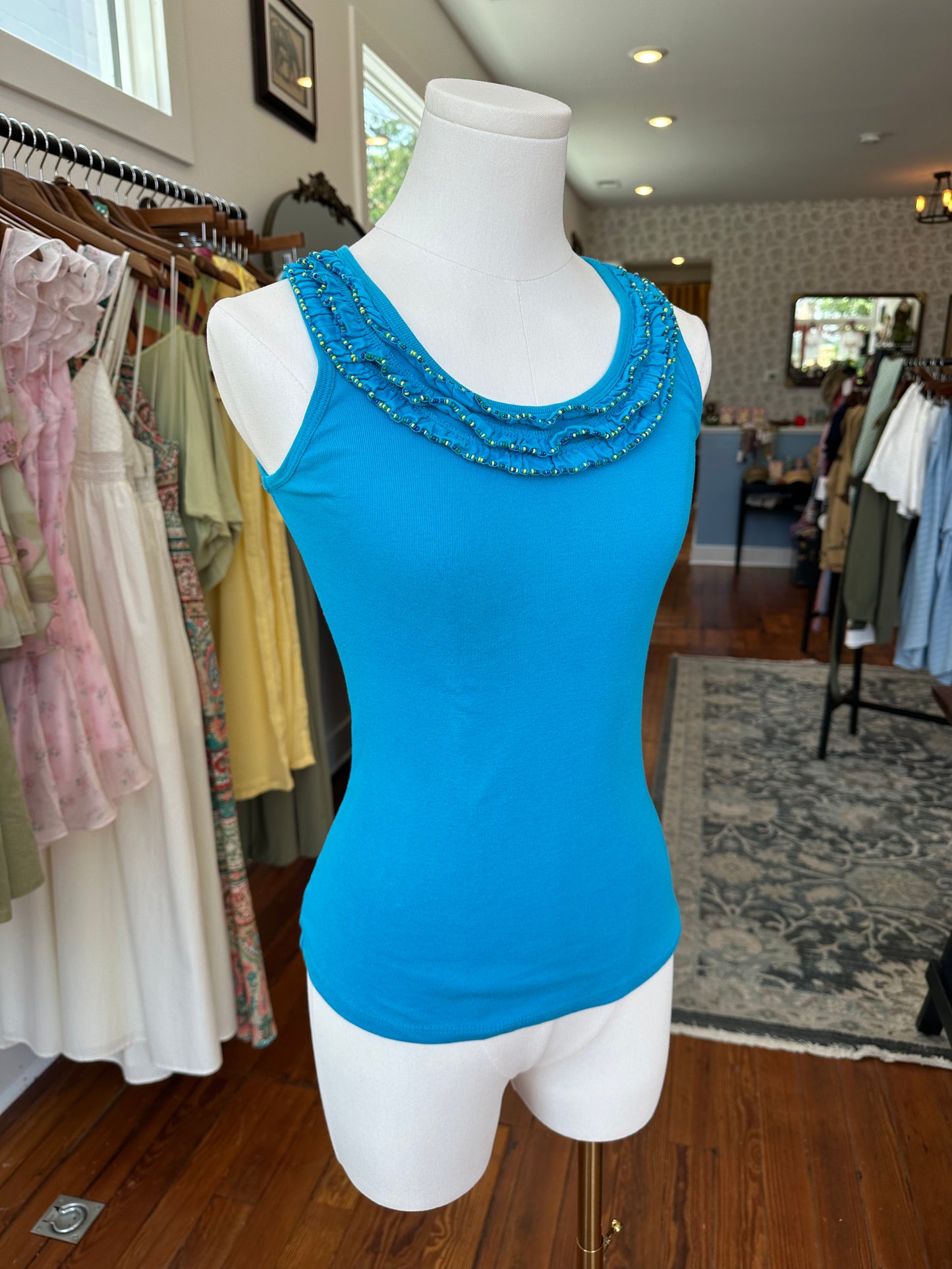 Y2K Beaded Aqua Tank - PP/XS