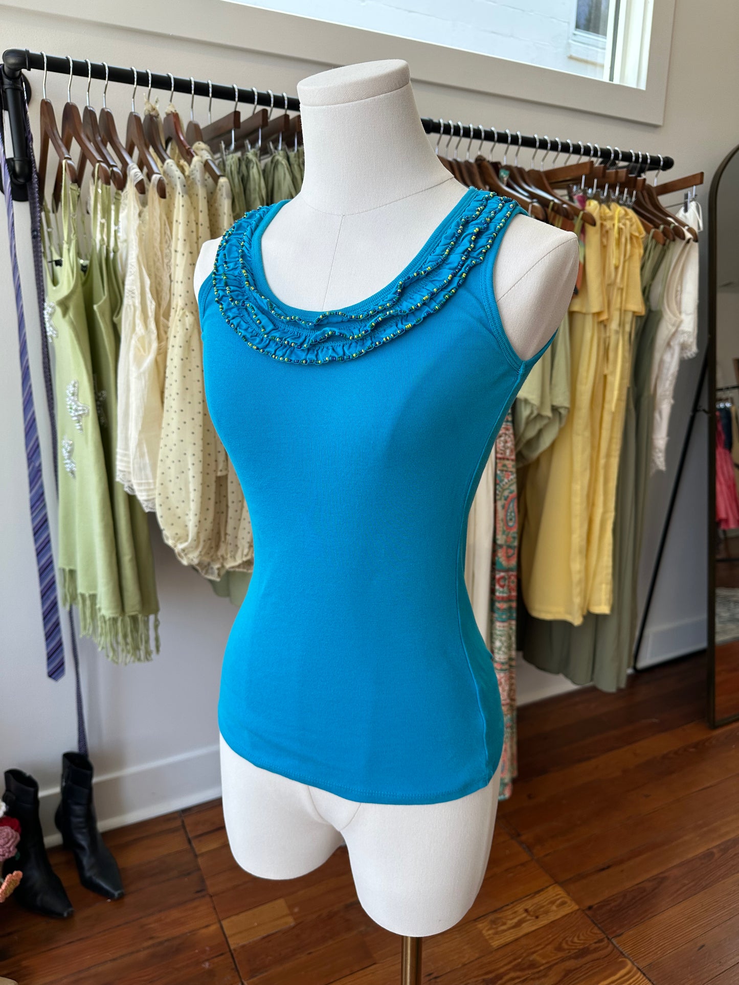 Y2K Beaded Aqua Tank - PP/XS