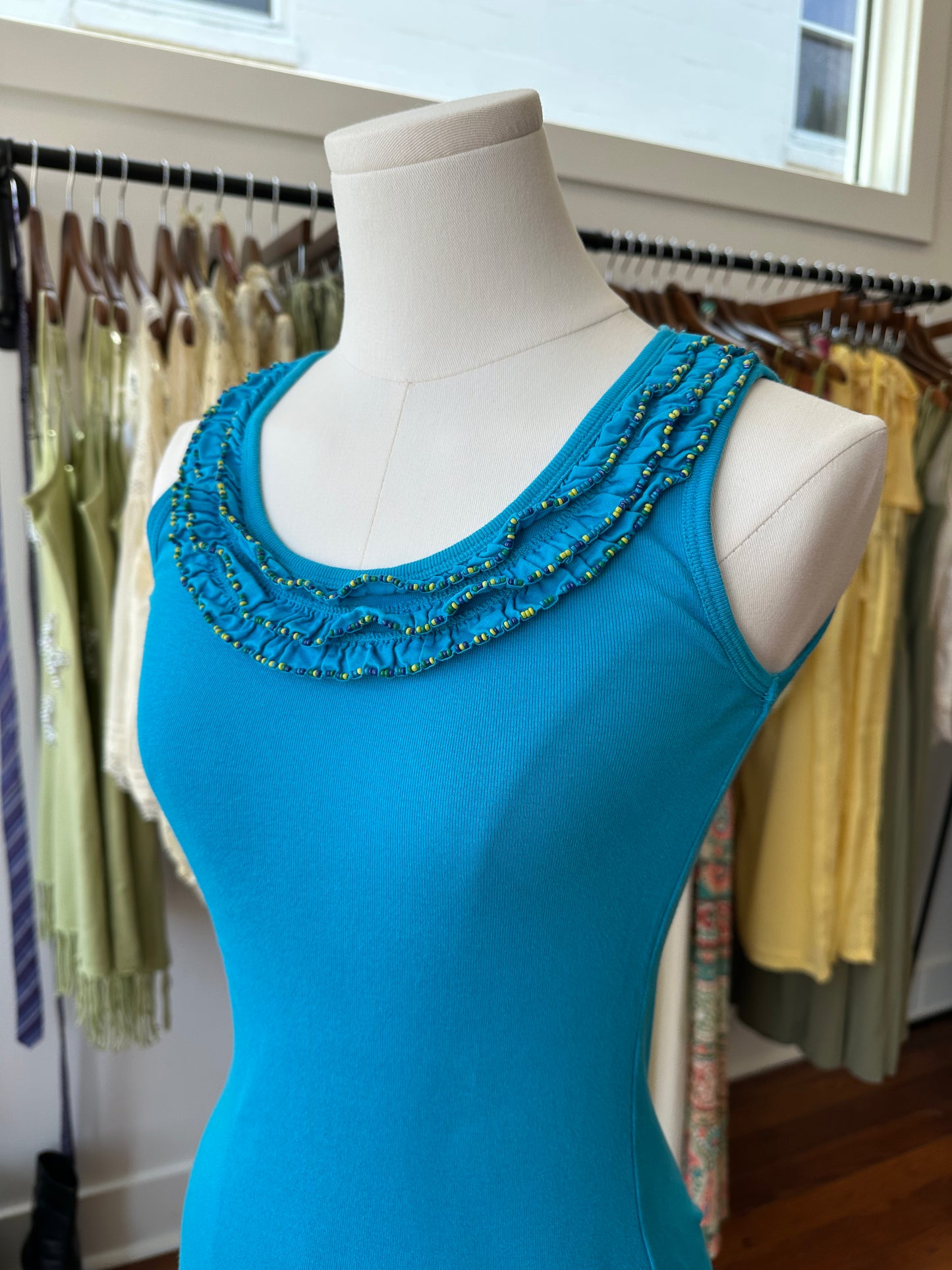 Y2K Beaded Aqua Tank - PP/XS