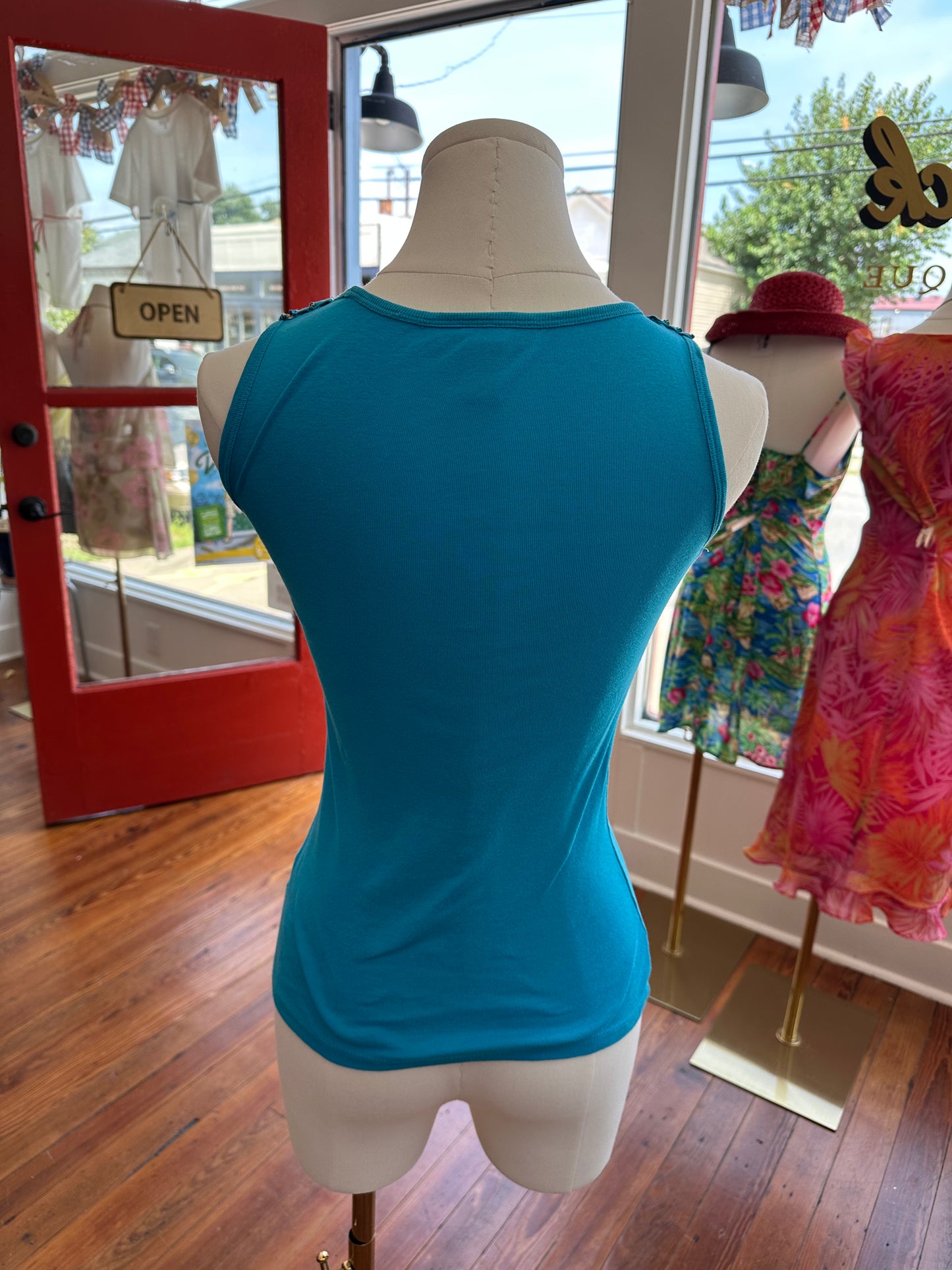 Y2K Beaded Aqua Tank - PP/XS
