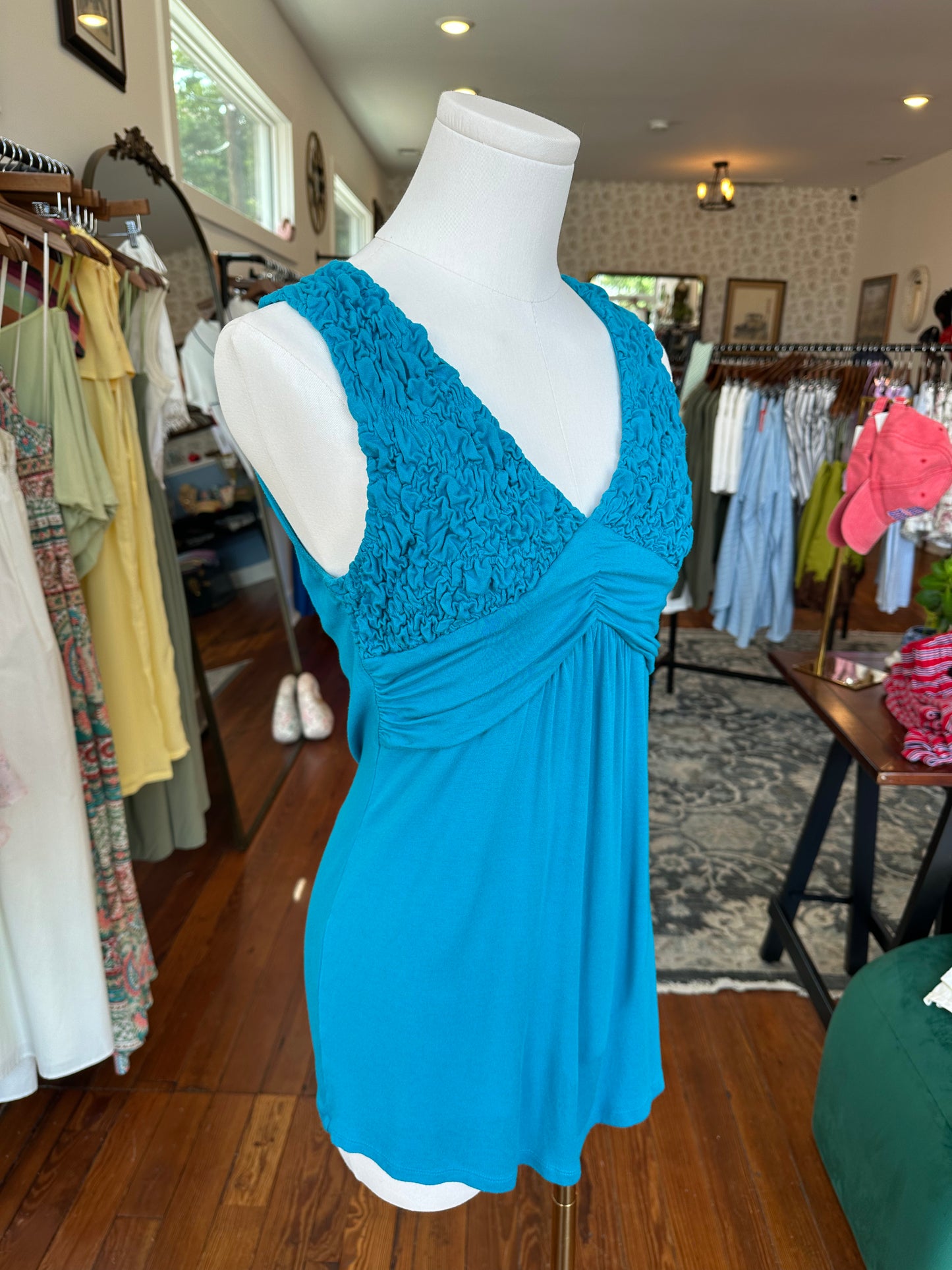 Y2K Teal Babydoll Tank - SMALL