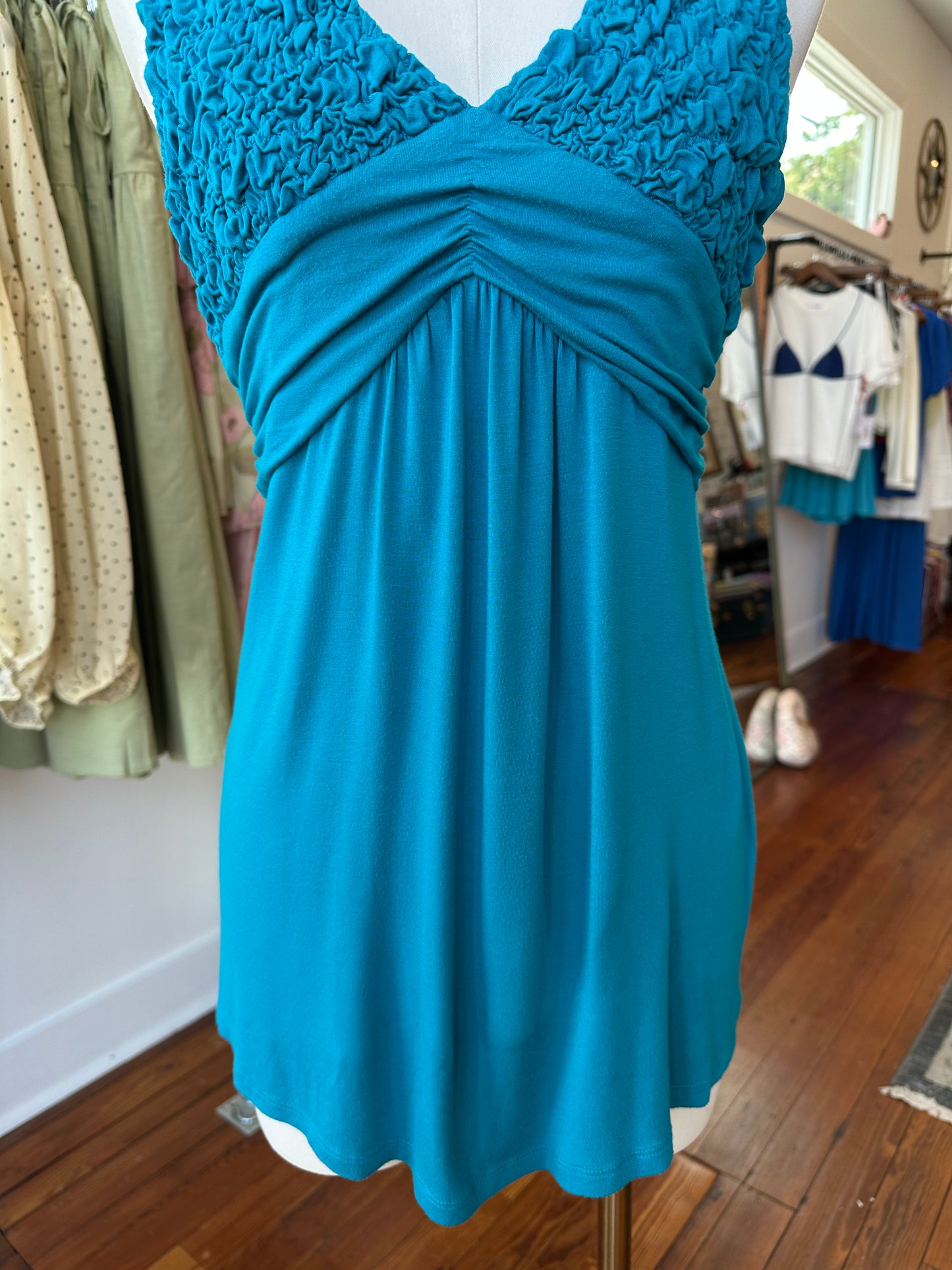 Y2K Teal Babydoll Tank - SMALL