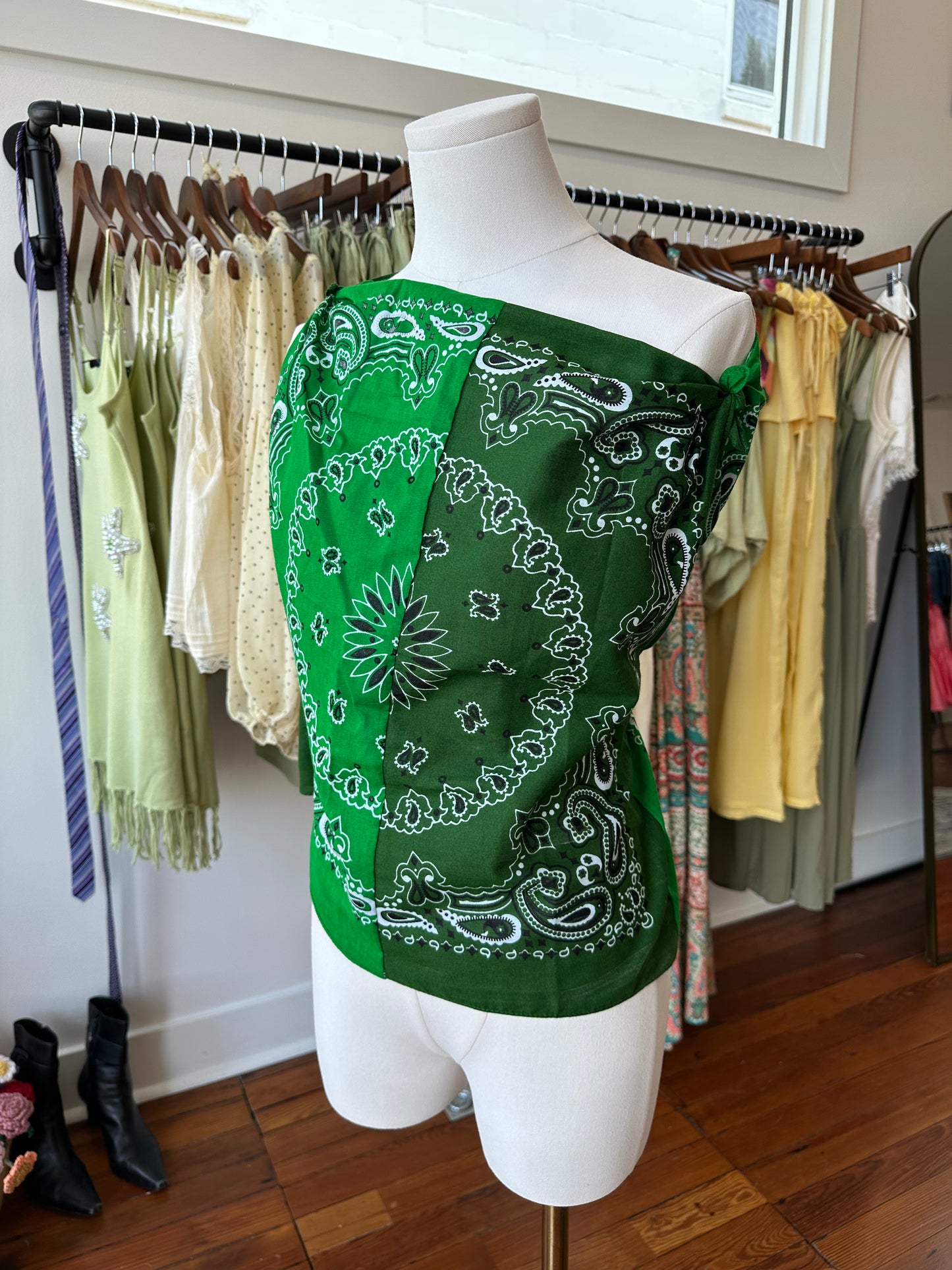 Up-cycled Asym Bandana Top - ONE SIZE