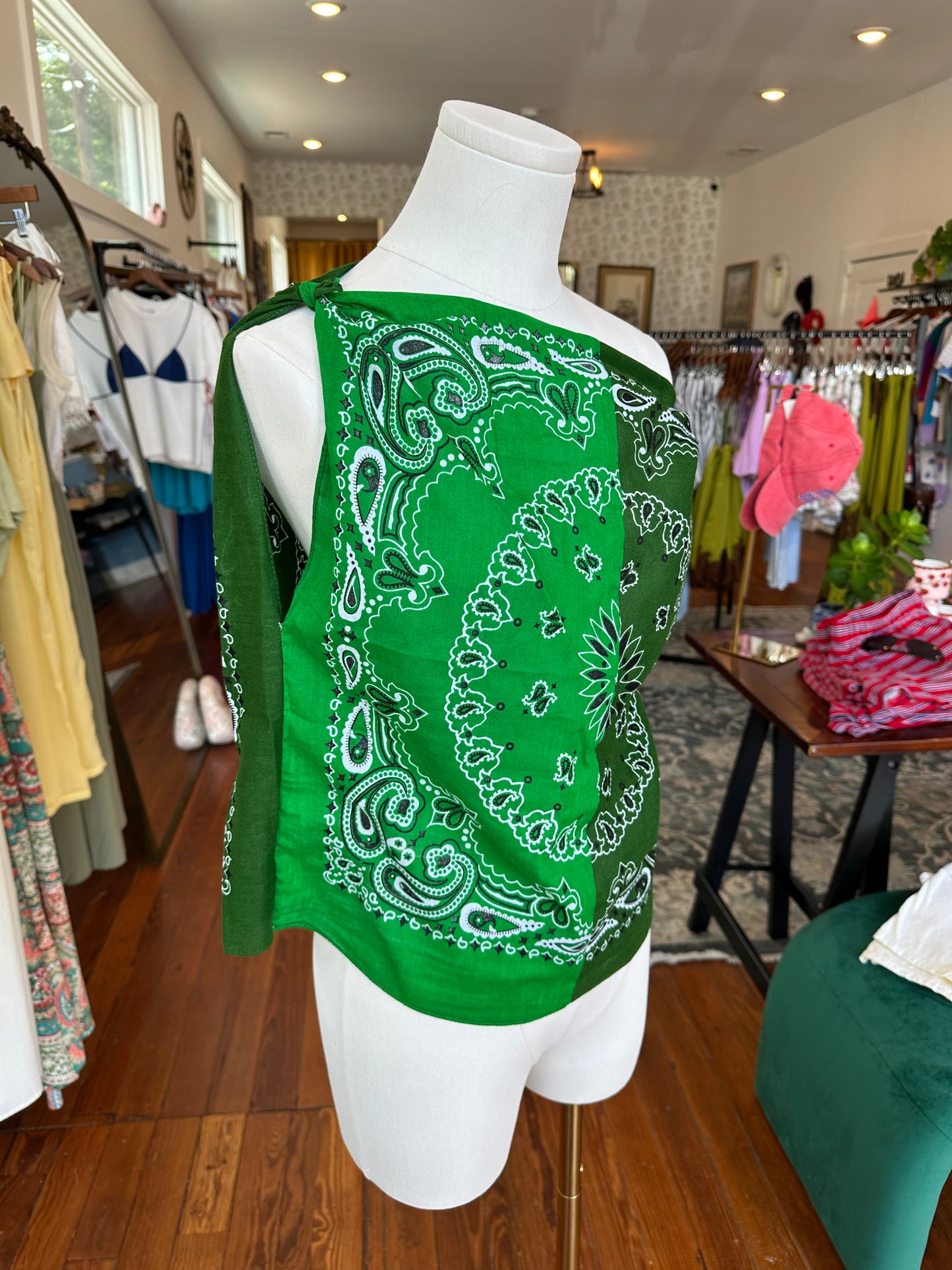 Up-cycled Asym Bandana Top - ONE SIZE