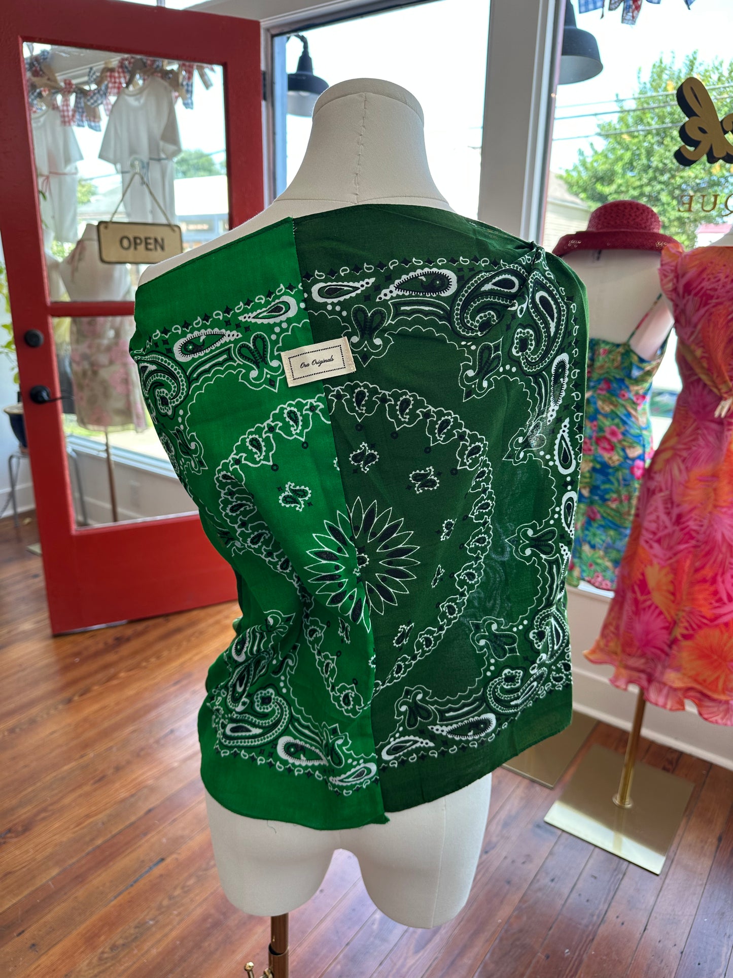 Up-cycled Asym Bandana Top - ONE SIZE