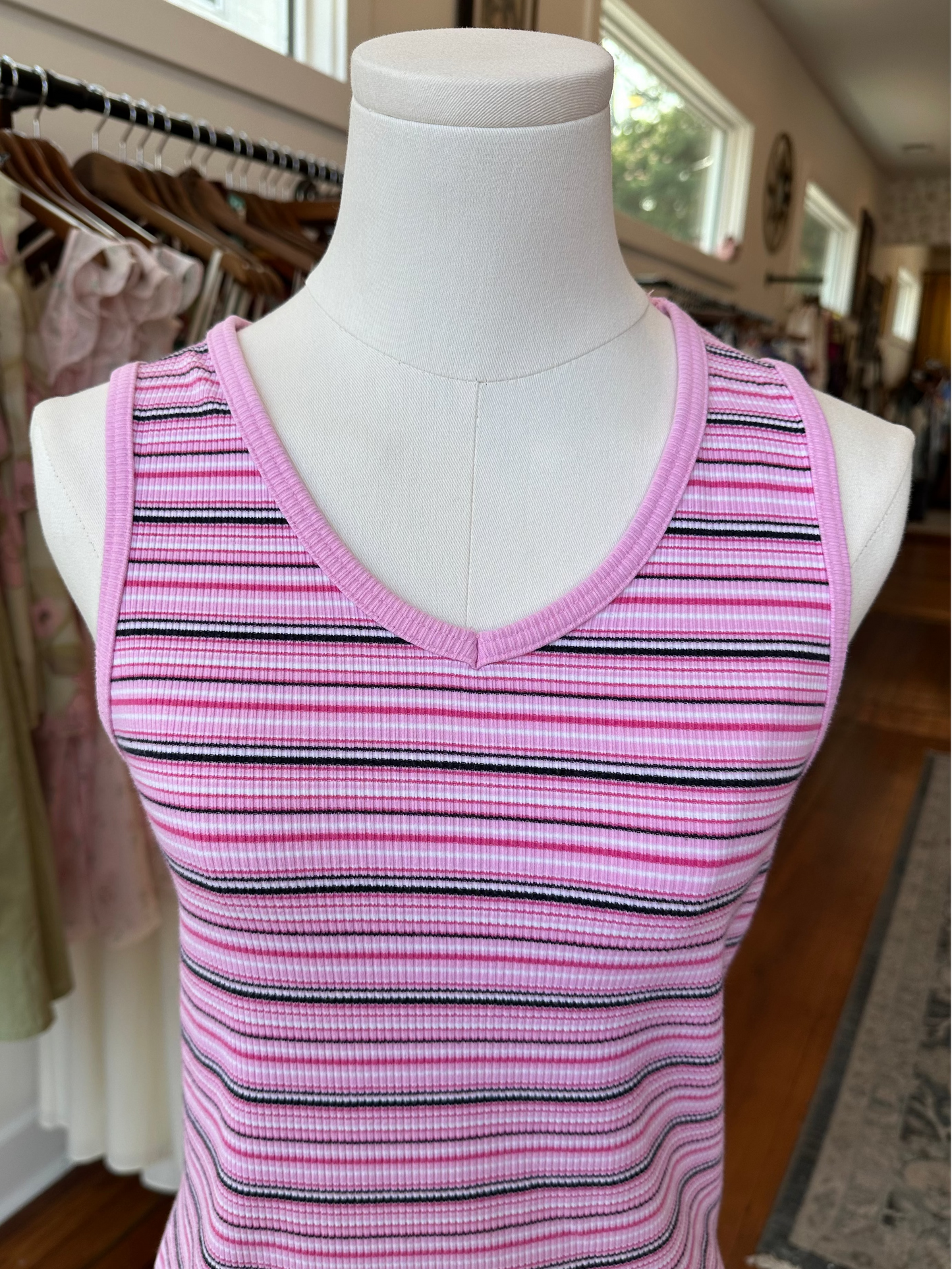 90's Pink Striped Tank - MEDIUM