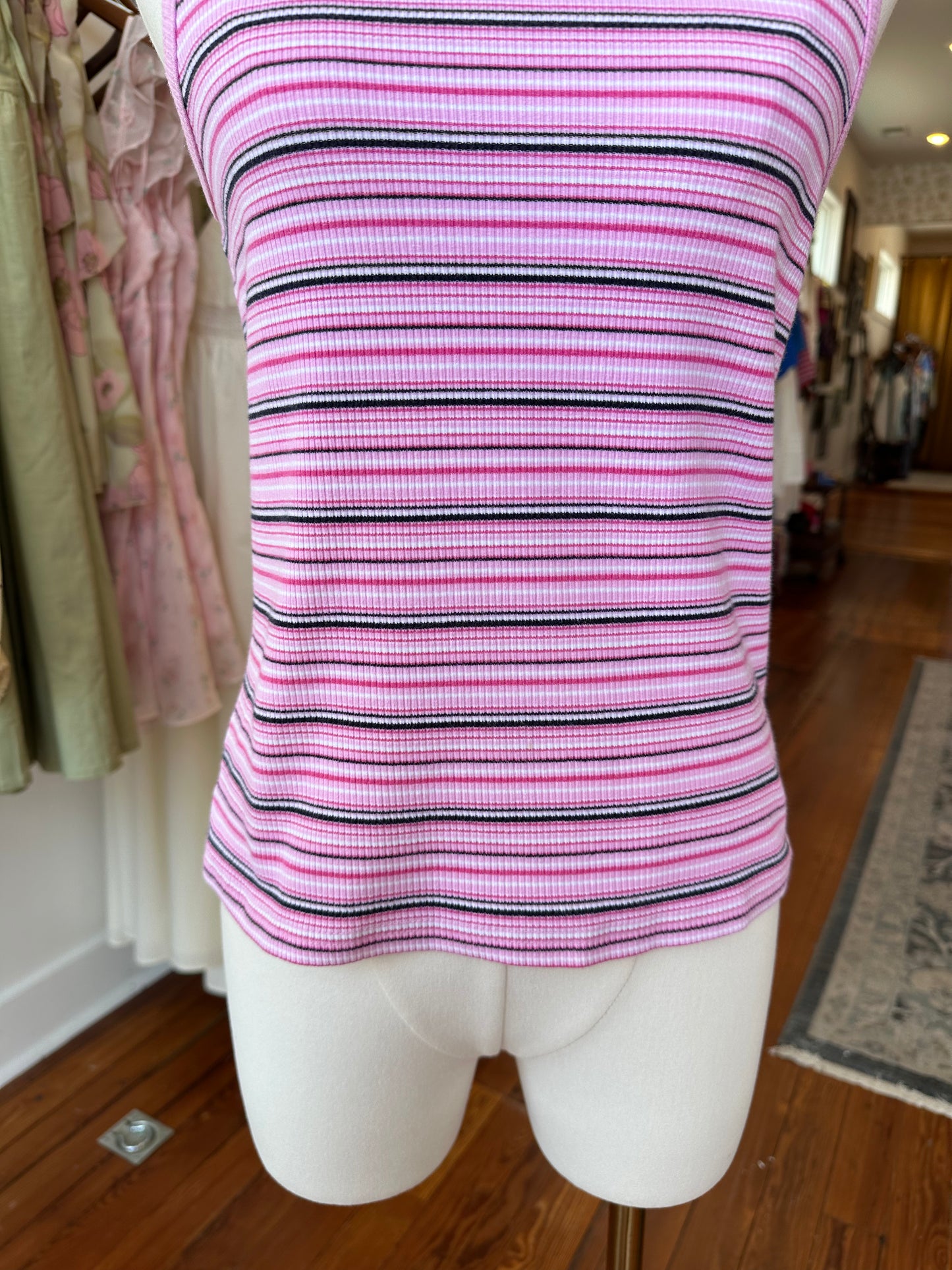90's Pink Striped Tank - MEDIUM